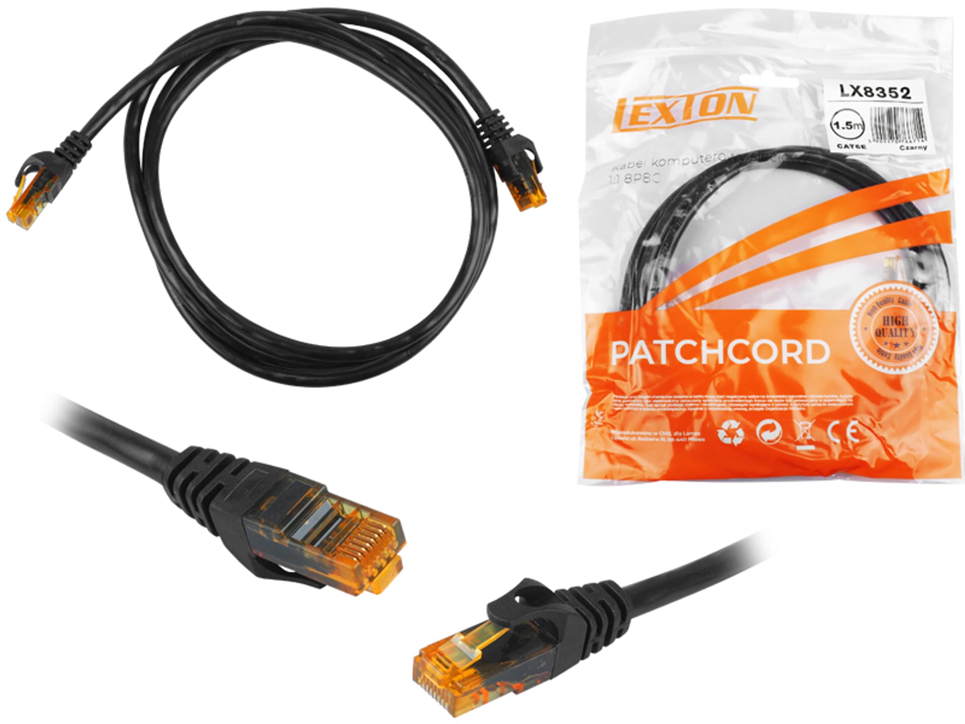 

Kabel komputerowy sieciowy 1:1 8P8C, CAT6E, 1,5 m (patchcord). (1LM)