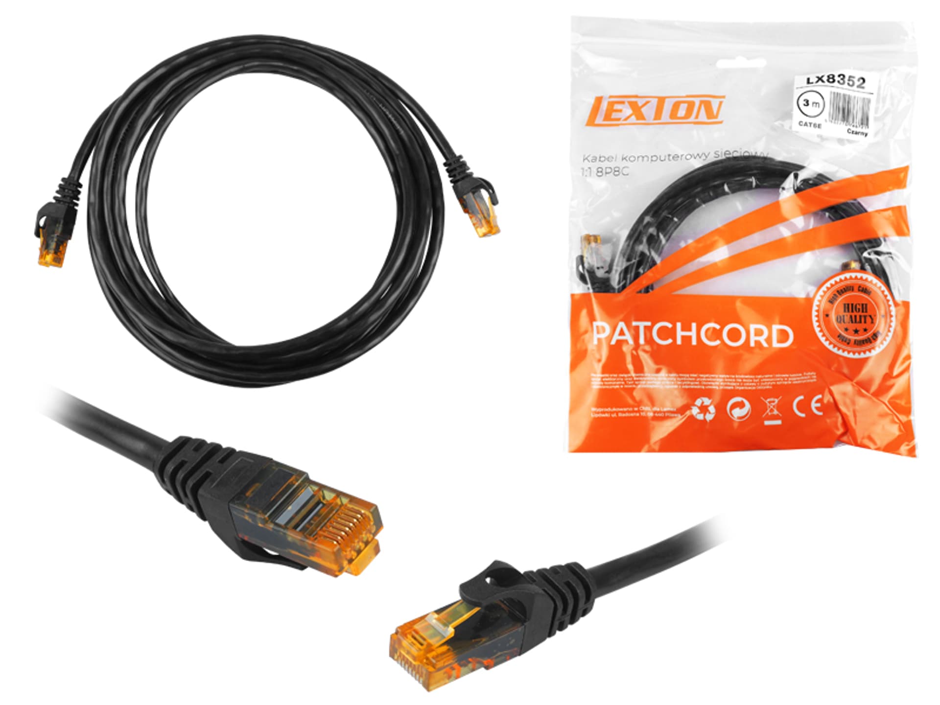 

Kabel komputerowy sieciowy 1:1 8P8C, CAT6E, 3 m (patchcord). (1LM)