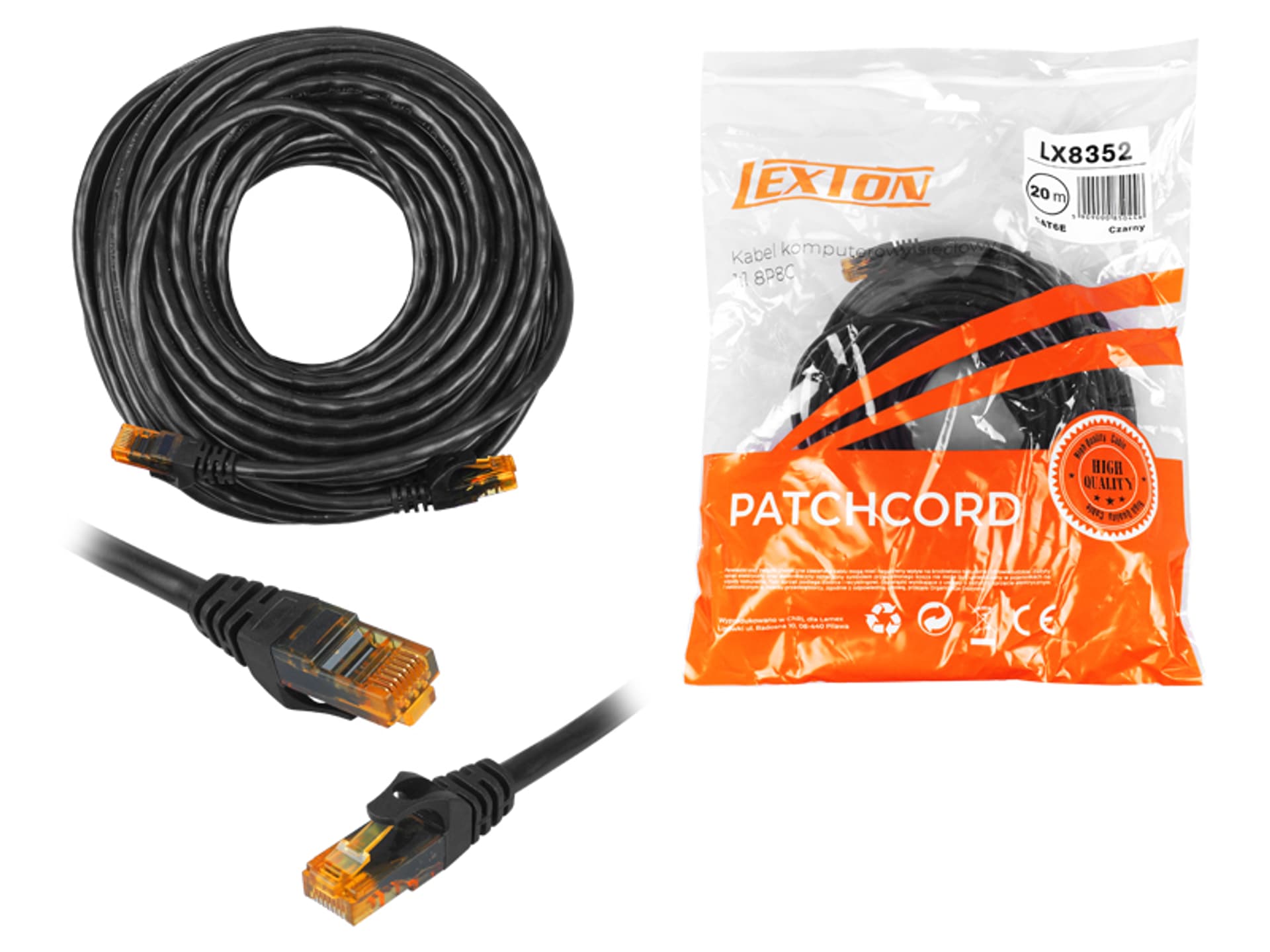 

Kabel komputerowy sieciowy 1:1 8P8C, CAT6E, 20 m (patchcord). (1LM)