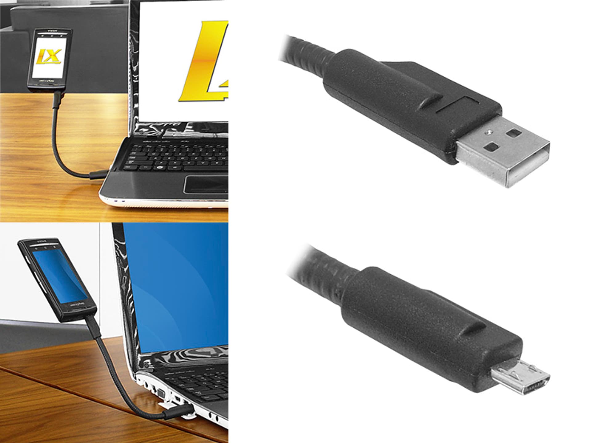 

1 szt. PS Kabel USB - Micro USB 45cm sztywny
