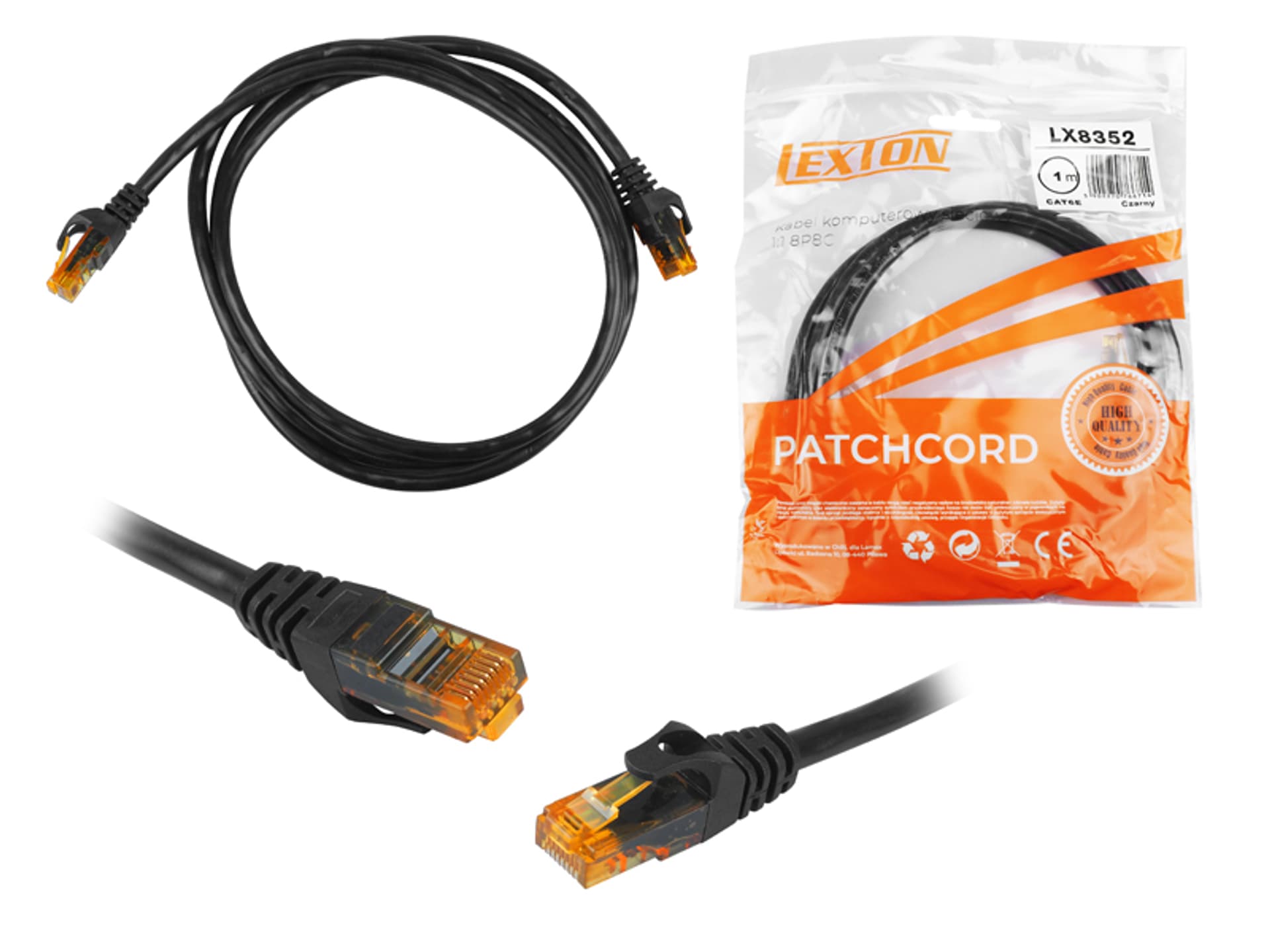 

Kabel komp.sieciowy 1:1 8P8C CAT6E 1m (patchcord) czarny. (1LM)