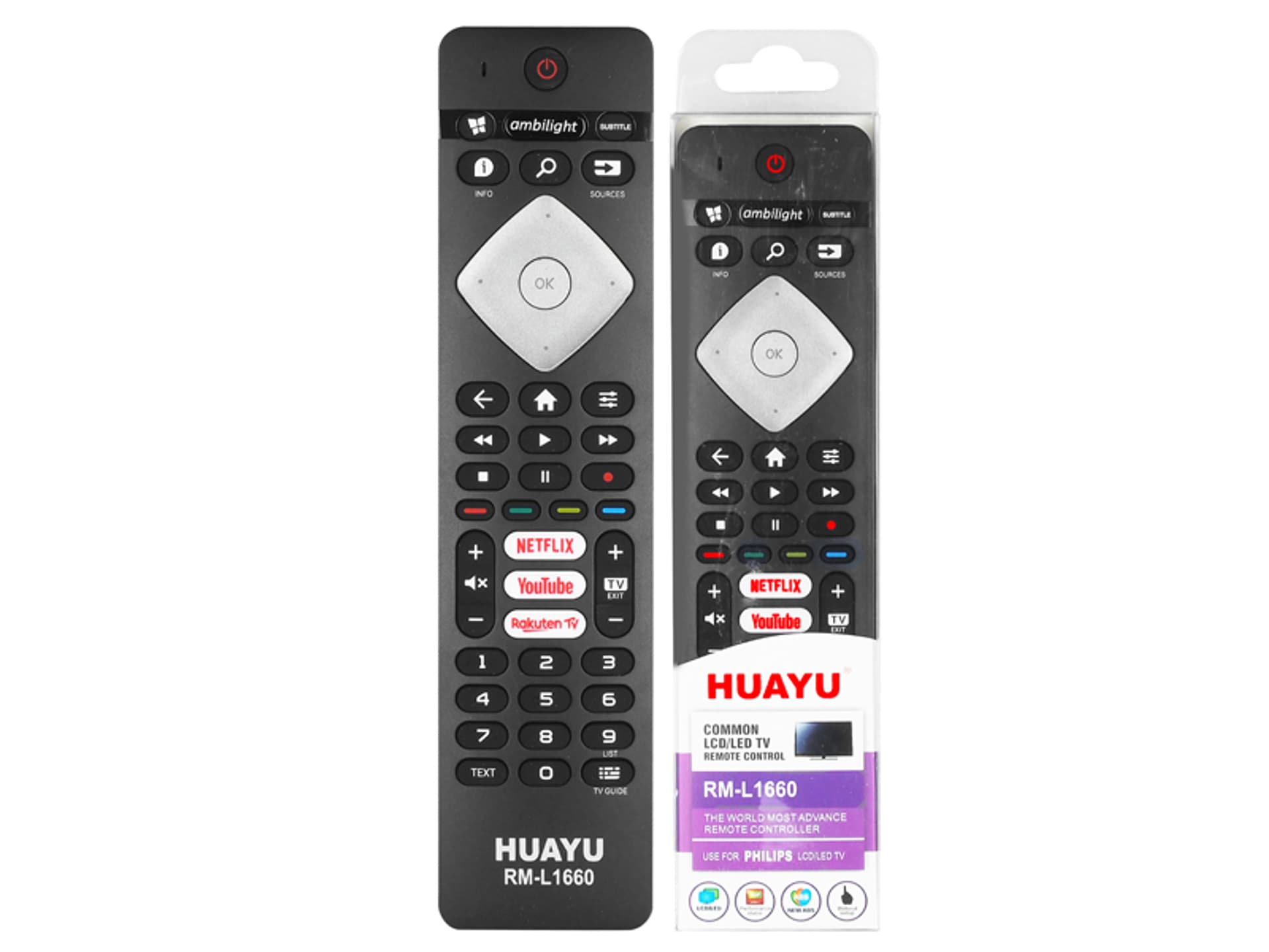 

Pilot do TV LCD/LED Philips RM-L1660, Smart, Netflix, Youtube, Rakuten, Ambilight. (1LM)