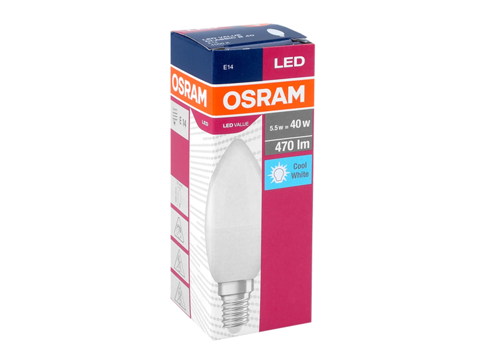 

Żarówka LED świecowa Value Osram/Ledvance E14, 5.5 W, 4000 K, 470 lm, 200°. (1LM)