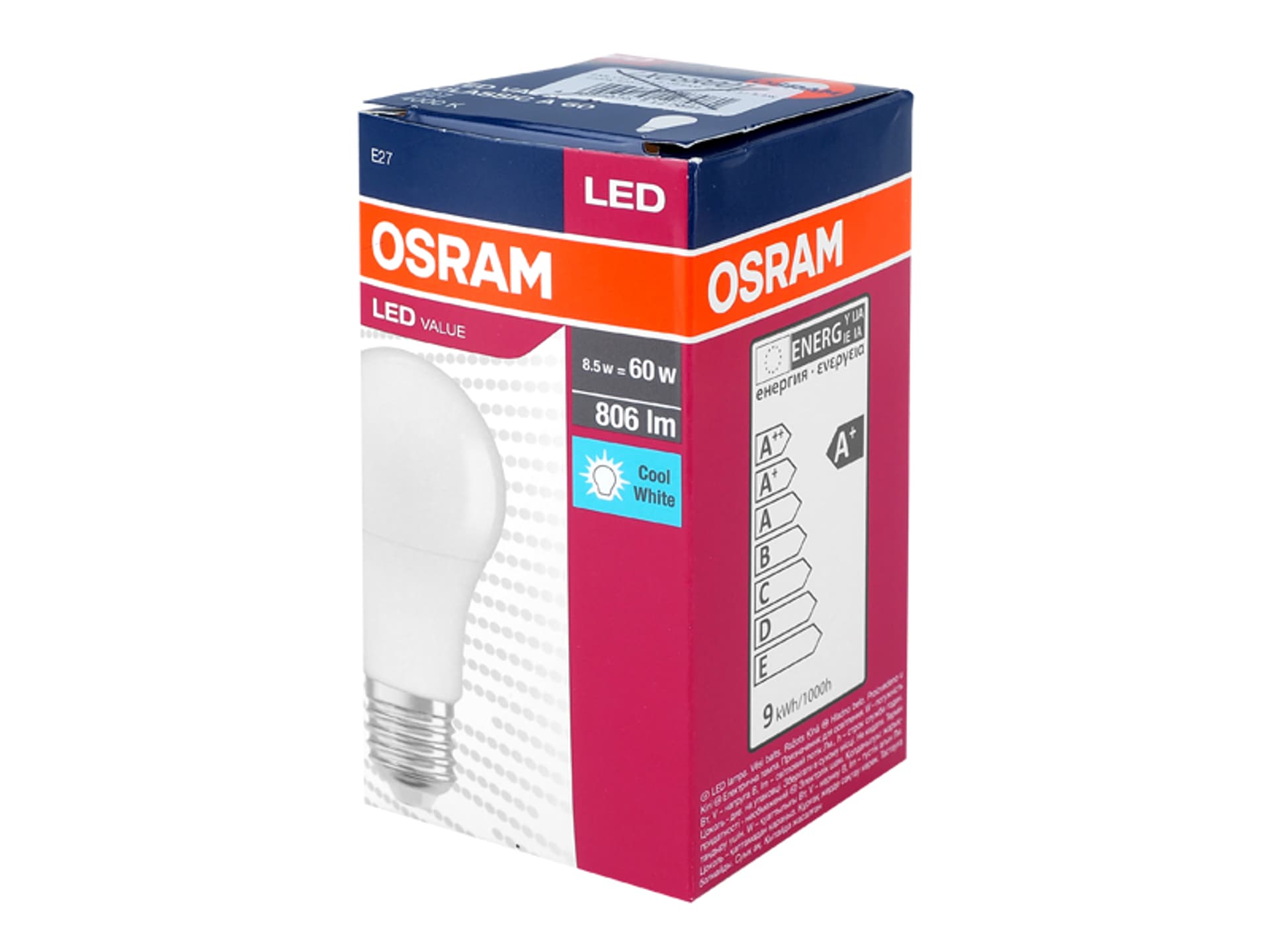 

PS Żarówka LED Value Osram/Ledvance 8,5 W, 4000 K, 806 lm, 200°. (1LM)