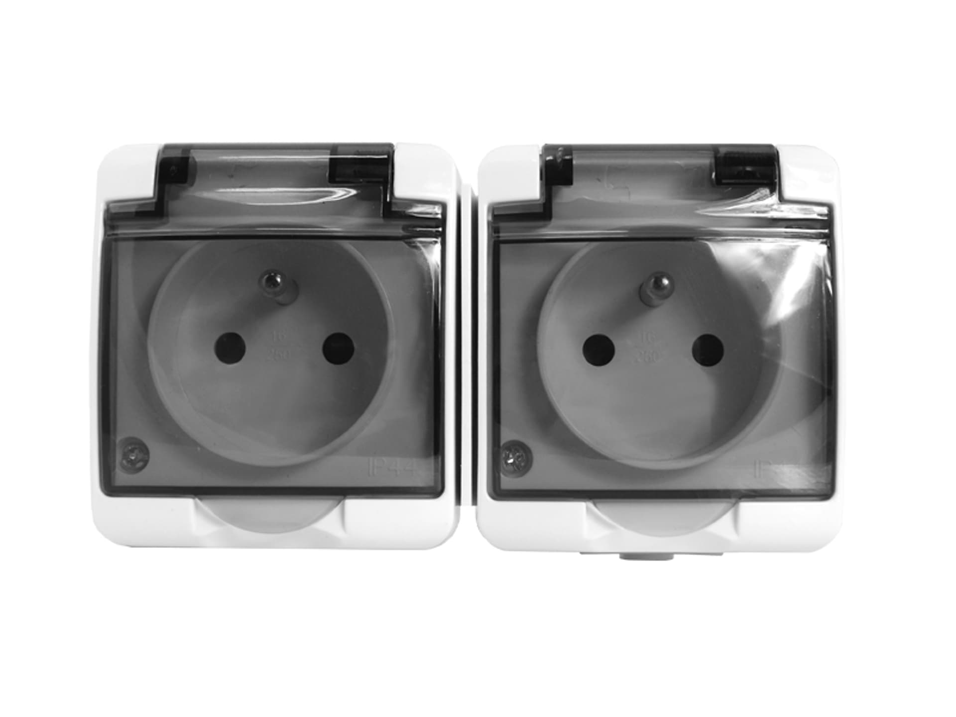 

1 szt. GNIAZDO PODWÓJNE NATYNKOWE 2x2P + Z MODERN, 16A-250V, białe.