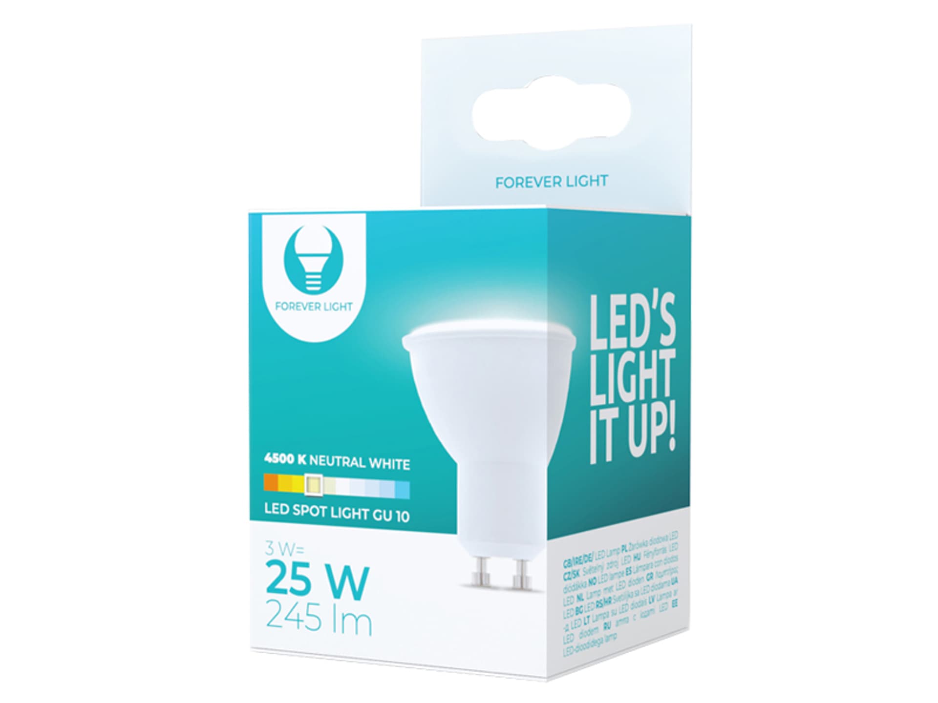 

1 szt. Żarówka LED GU10, 3 W, 230 V, 4500K, Forever Light.