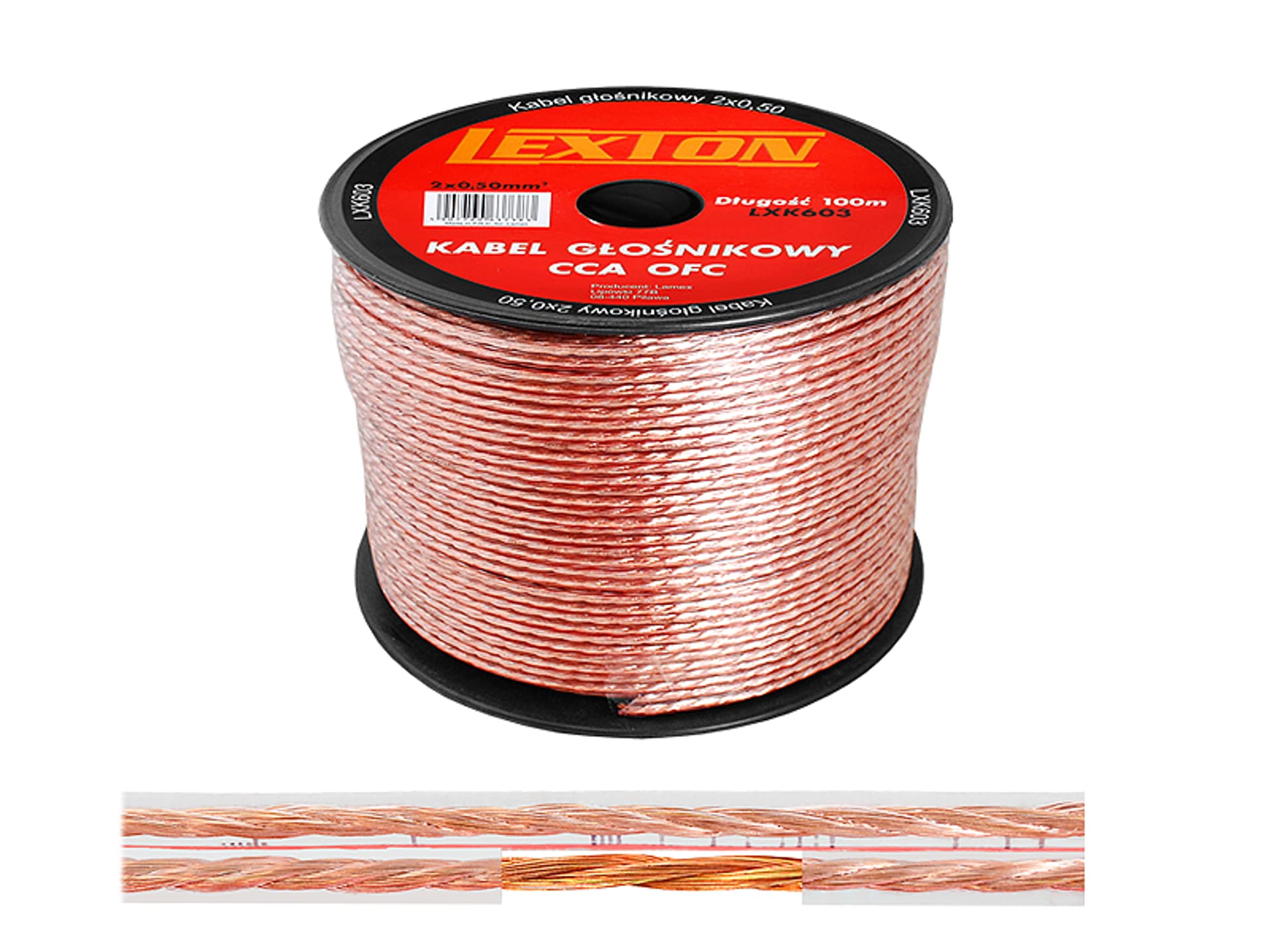 

1 rol. Kabel głośnikowy LEXTON 2x0.50 OFC