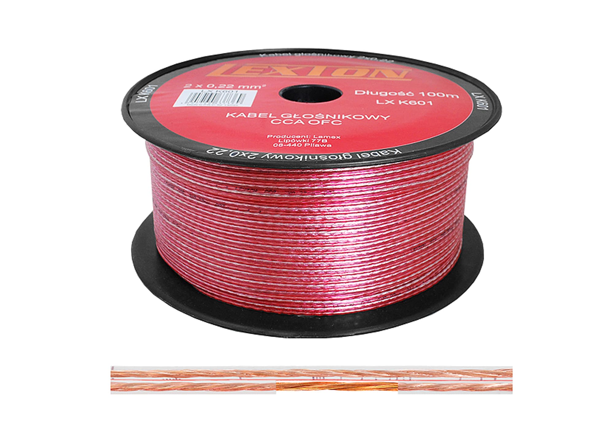 

1 rol. Kabel głośnikowy LEXTON 2x0.22 CCA-OFC