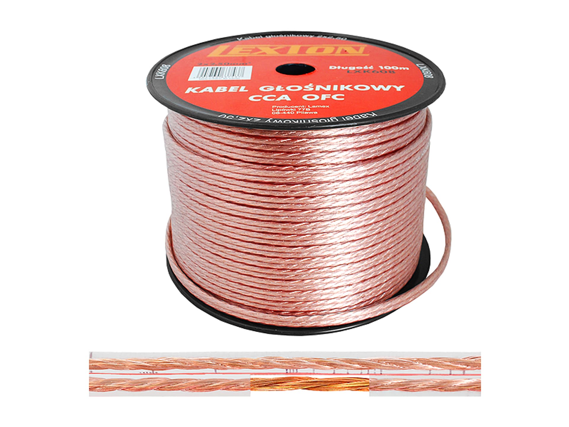 

1 rol. Kabel głośnikowy LEXTON 2x2.50 CCA-OFC