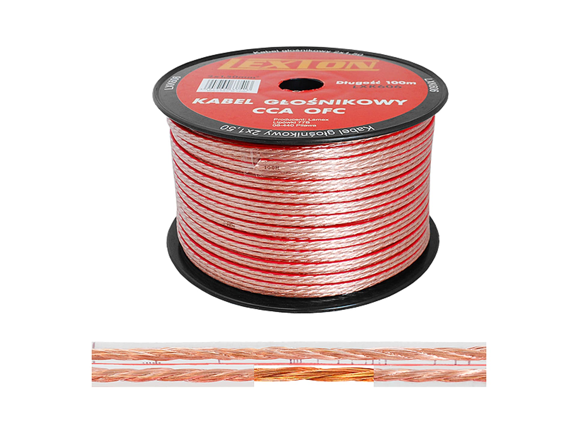 

1 rol. Kabel głośnikowy LEXTON 2x1.50 CCA-OFC