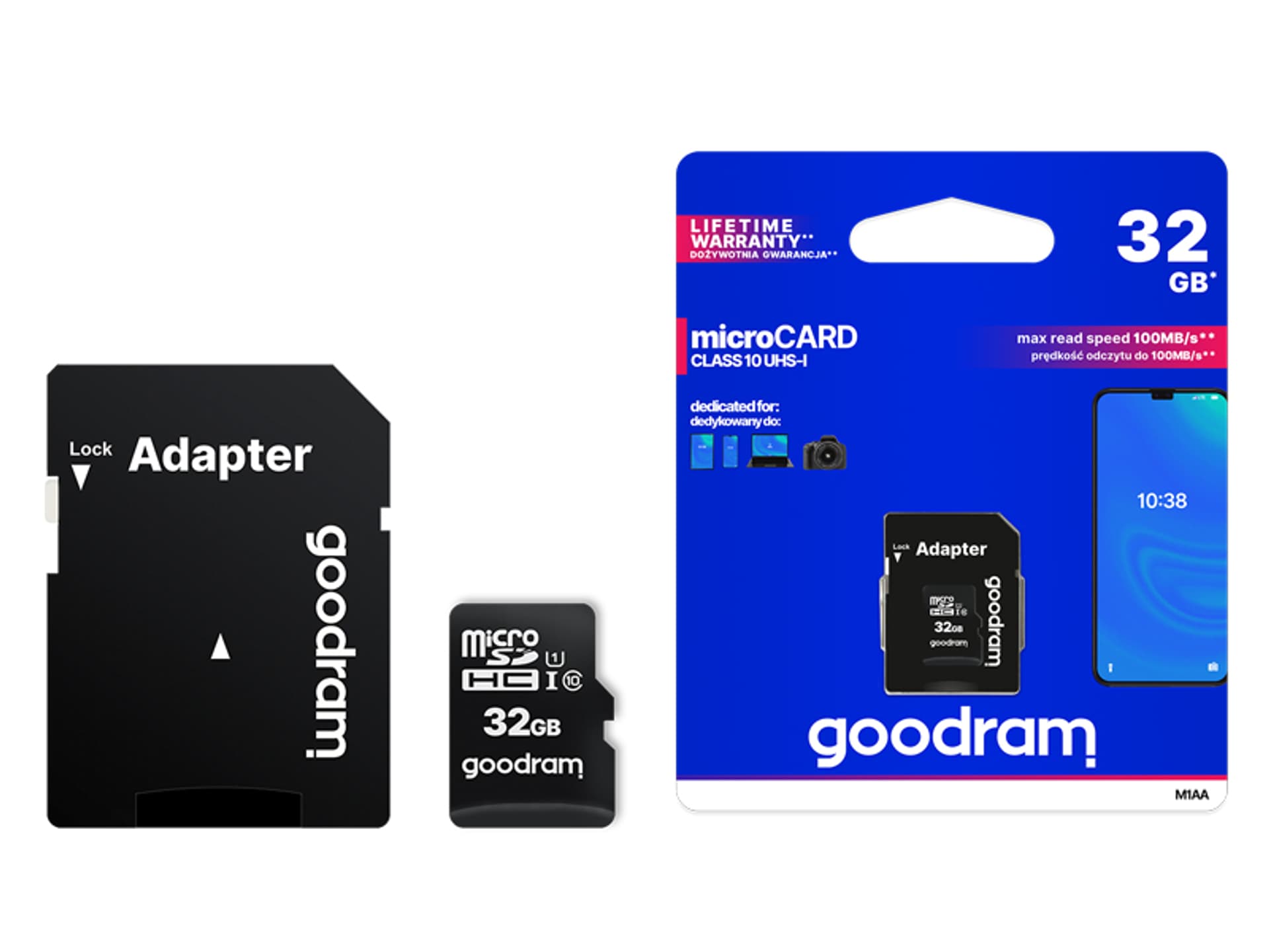 

1 szt. PS Karta pamięci MicroSD GOODRAM 32GB, Class 10 UHS-I + adapter.