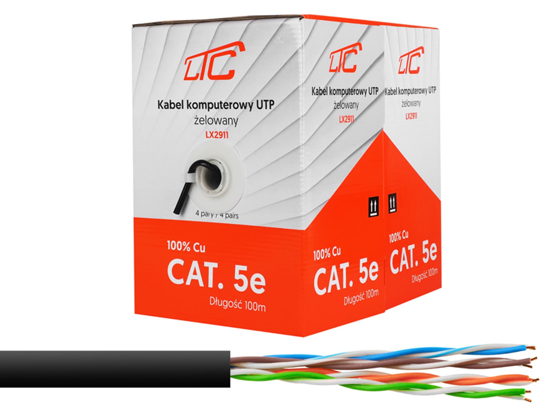

1 szt. Kabel komputerowy - skrętka UTP 100% Cu + Żel czarny 100m.