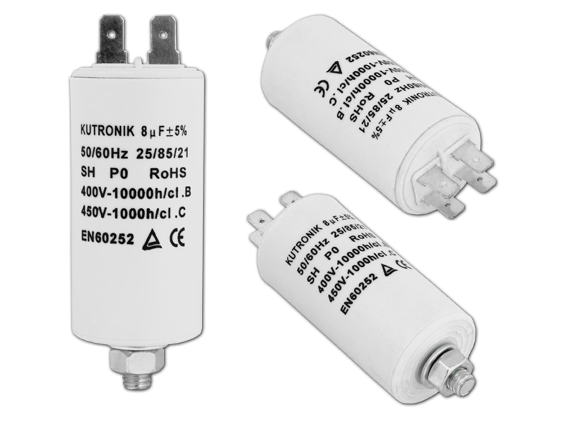 

Kondensator silnikowy 8uF/450VAC. (1LM)
