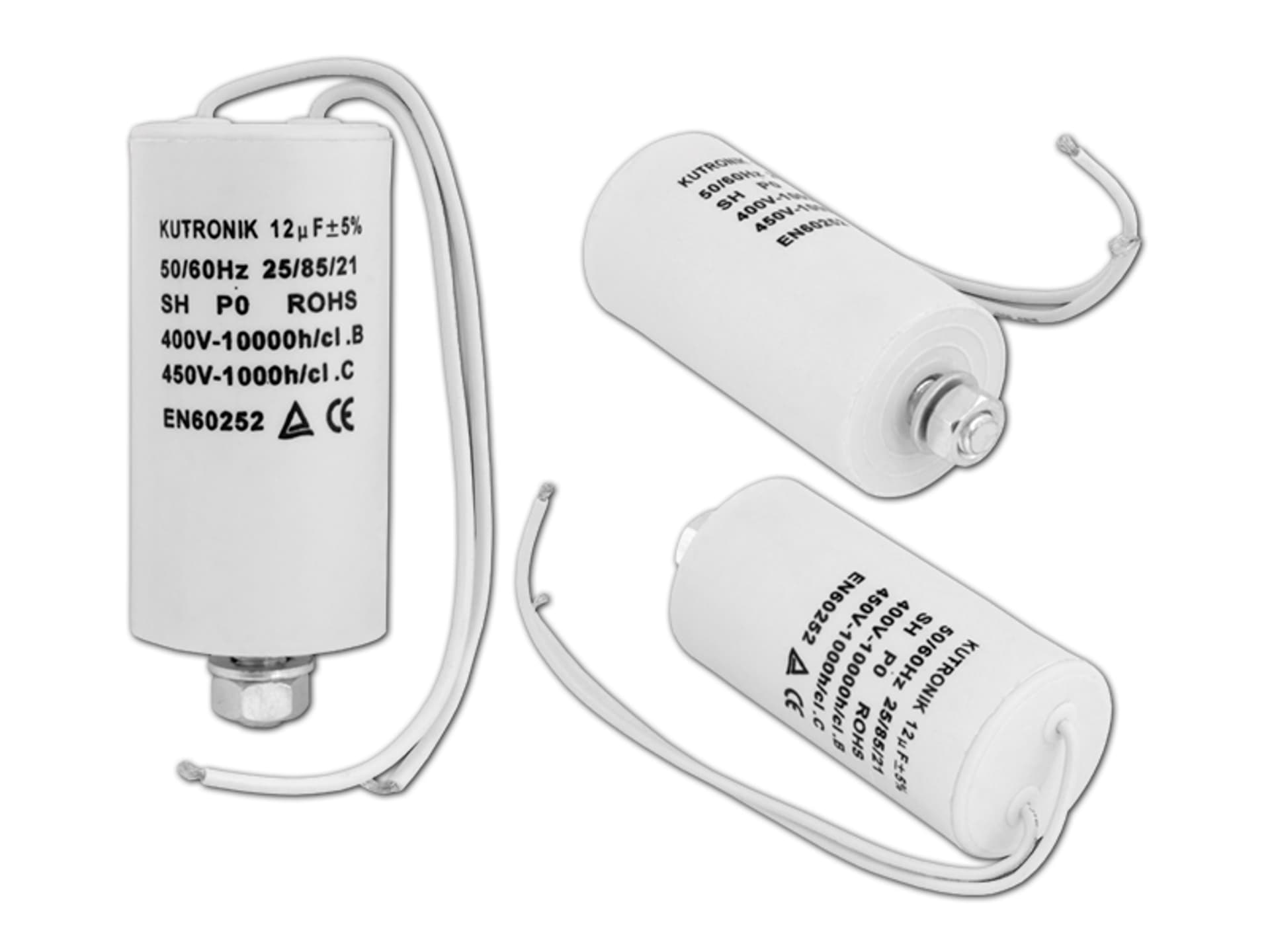 

1 szt. Kondensator silnikowy 12uF/450VAC z przewodami.
