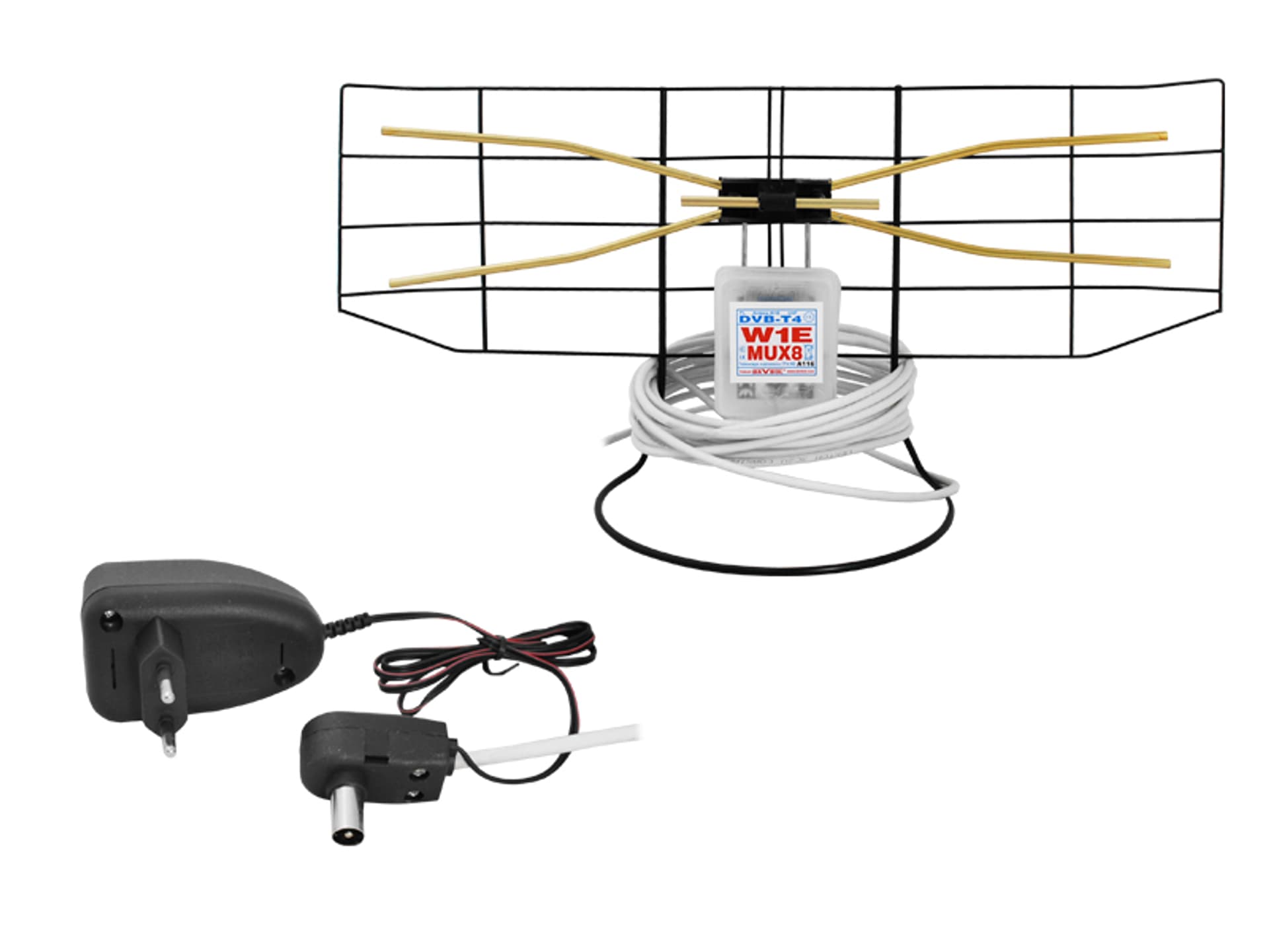 

1 szt. PS Antena DVB-T W1E siatkowa pokojowa, super mocna TV-MUX8 A116.