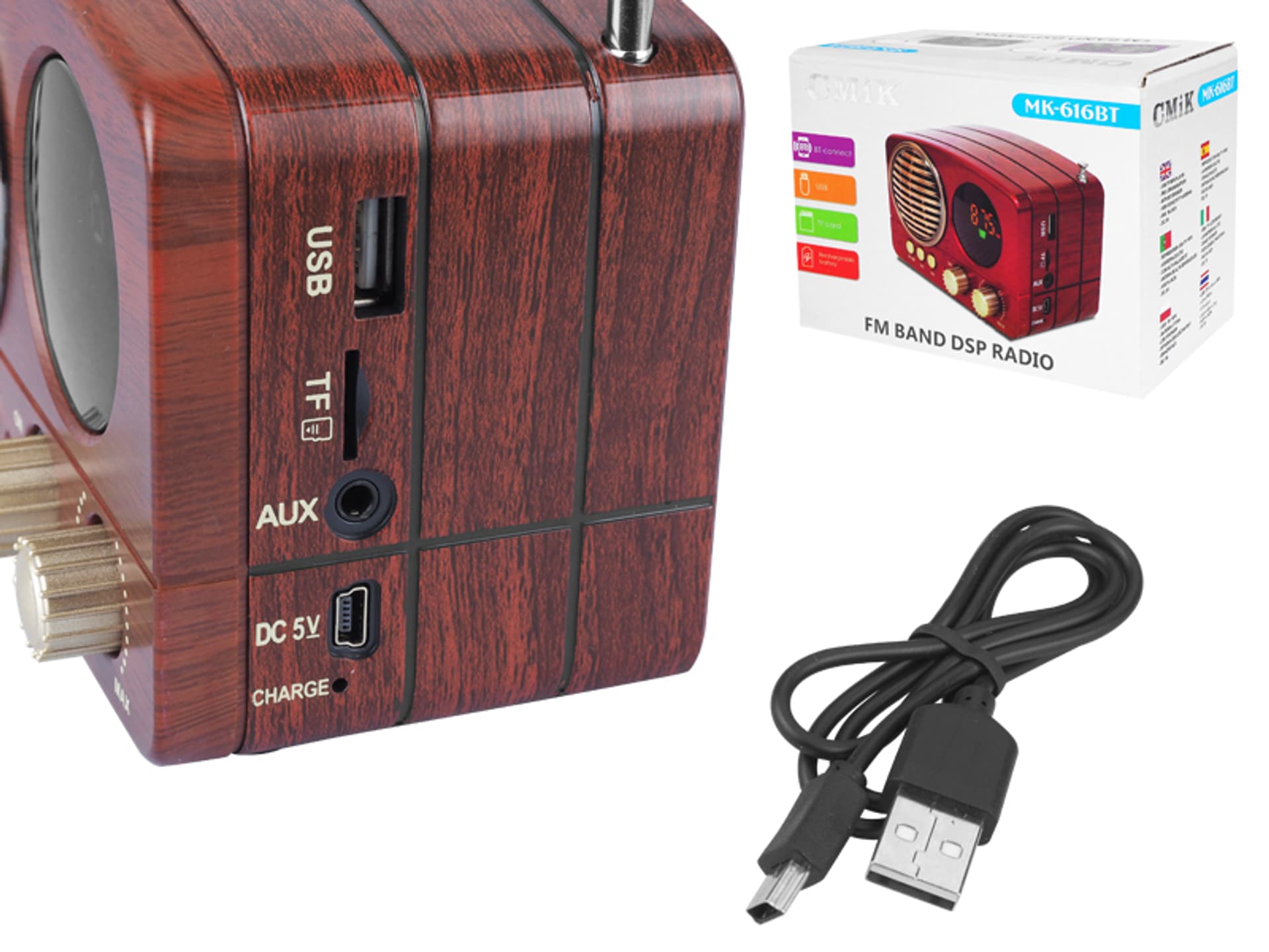 

1 szt. Radio przenośne RETRON MINI MK-616BT bluetooth,USB,TF Card ,MiniUSB z wbudowanym akumulatorem.