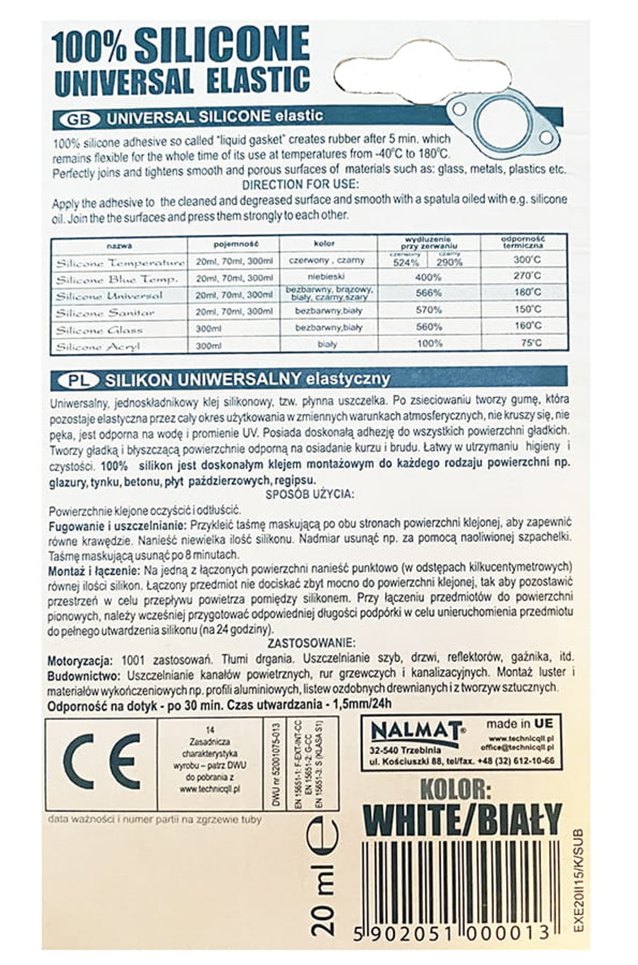 

Silikon uniwersalny biały Techicqll S-013