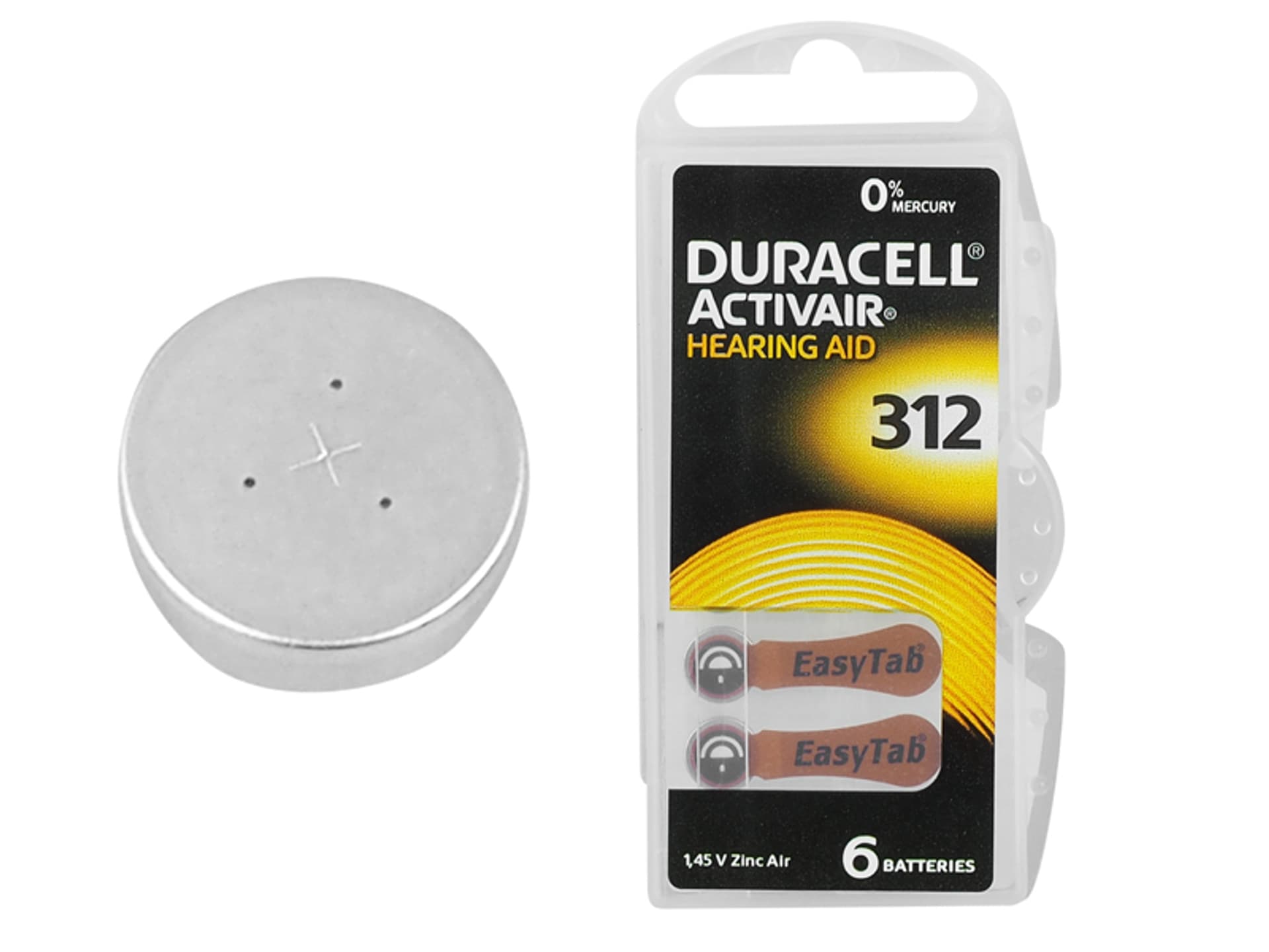 

6 szt. Bateria słuchowa Duracell DA312.