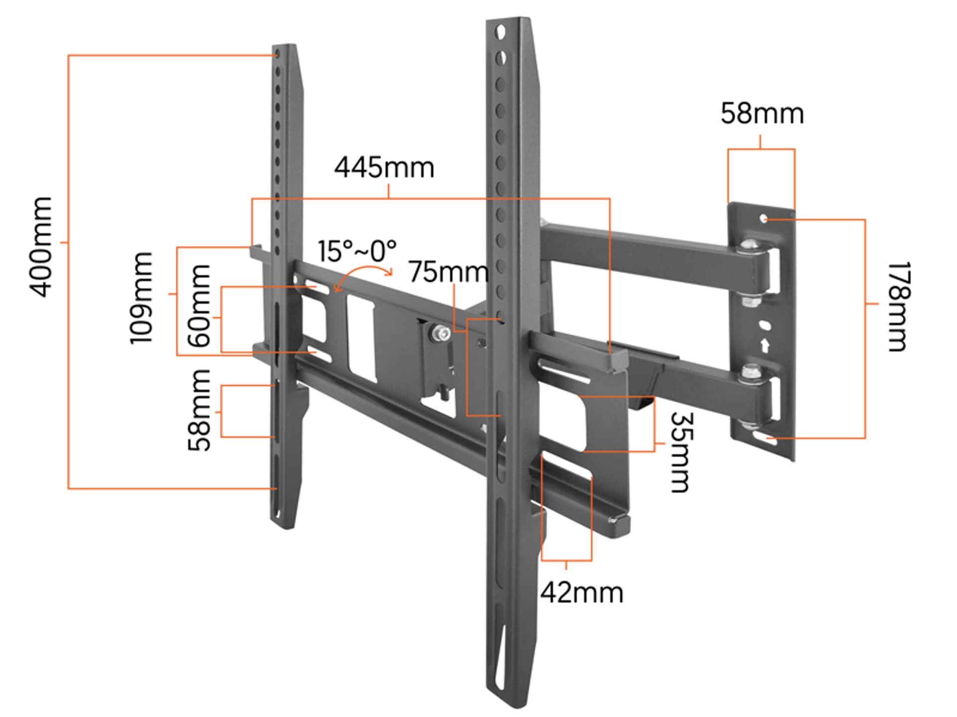 

Uchwyt ścienny do LCD 23-55" z regulacją, 1 ramię. (1LM)