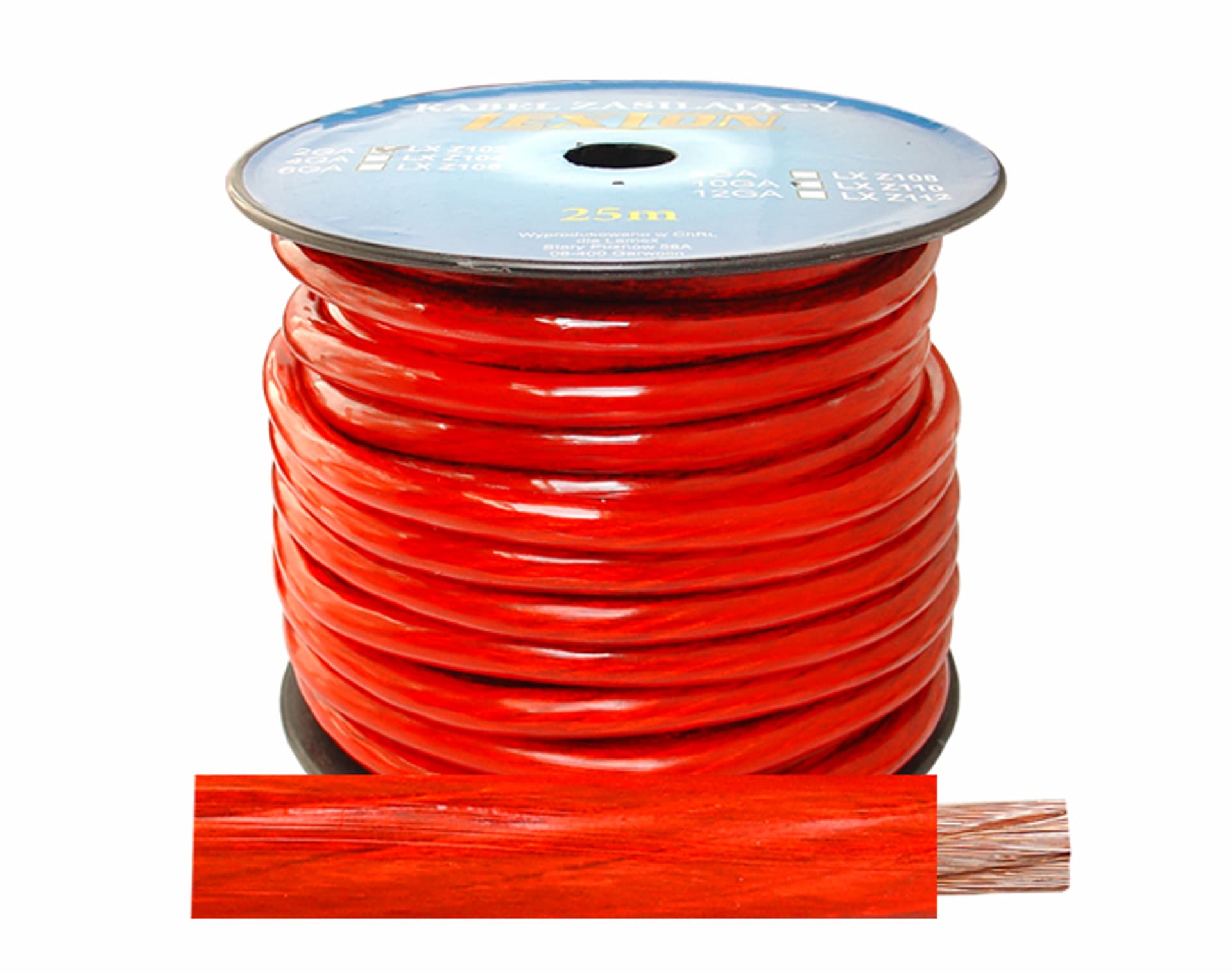 

25 m Kabel zasilający LEXTON 2GA/12mm CCA, czerwony.