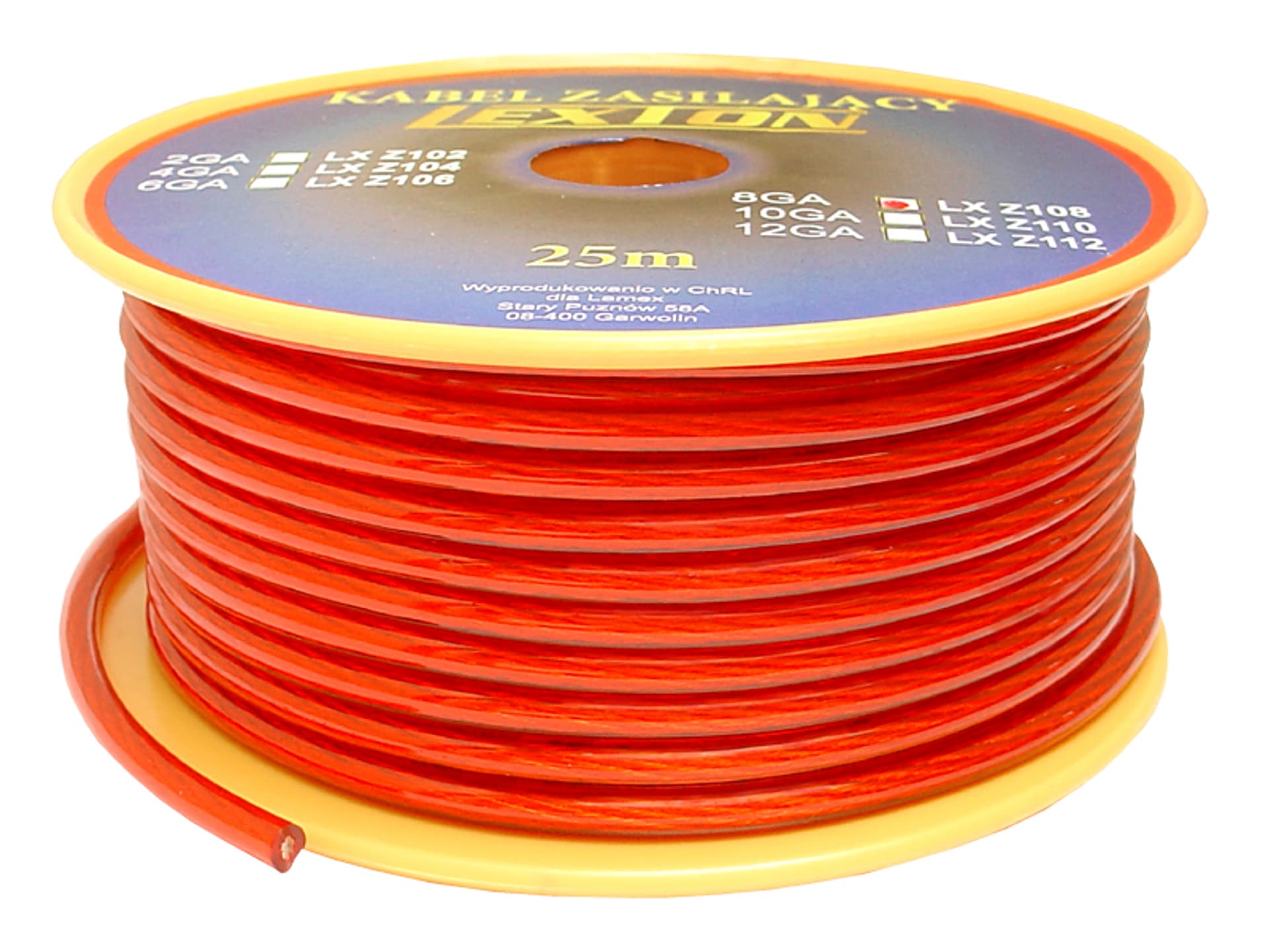 

25 m PS Kabel zasilający LEXTON 8GA/6.7mmCCA czerwony