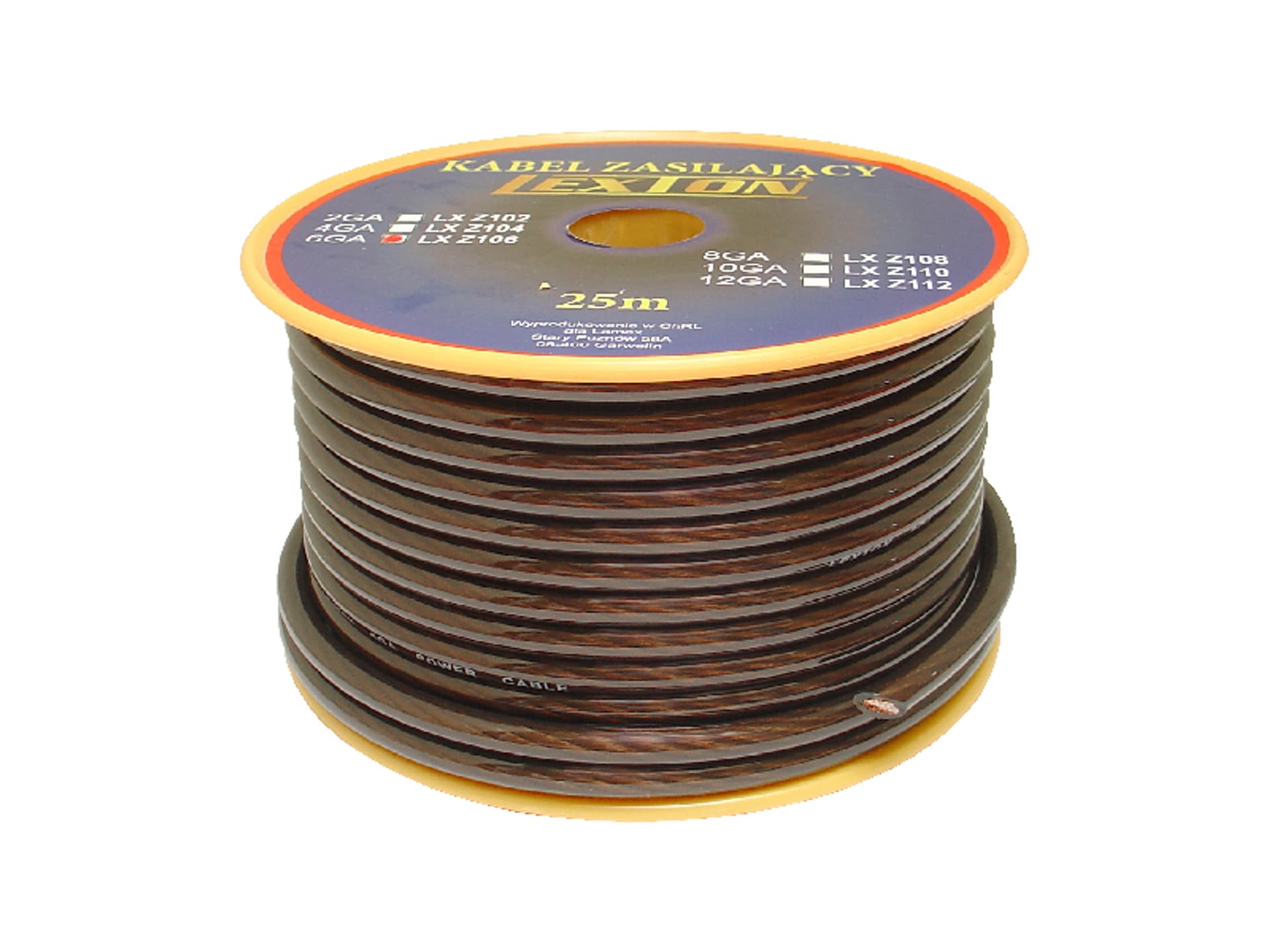 

25 m PS Kabel zasilający LEXTON 6GA/8mm CCA czarny