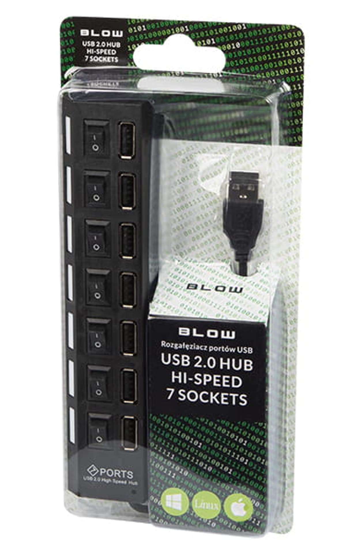 

Rozgałęźnik USB na 7 gniazd Hub aktywny Blow 66-387