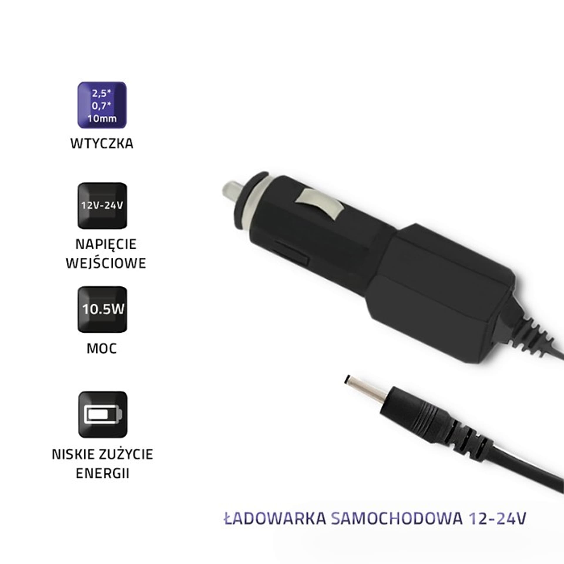 

Qoltec Ładowarka samochodowa 12-24V | 10.5W | 5V | 2.1A | 2.5x0.7 (0NC)