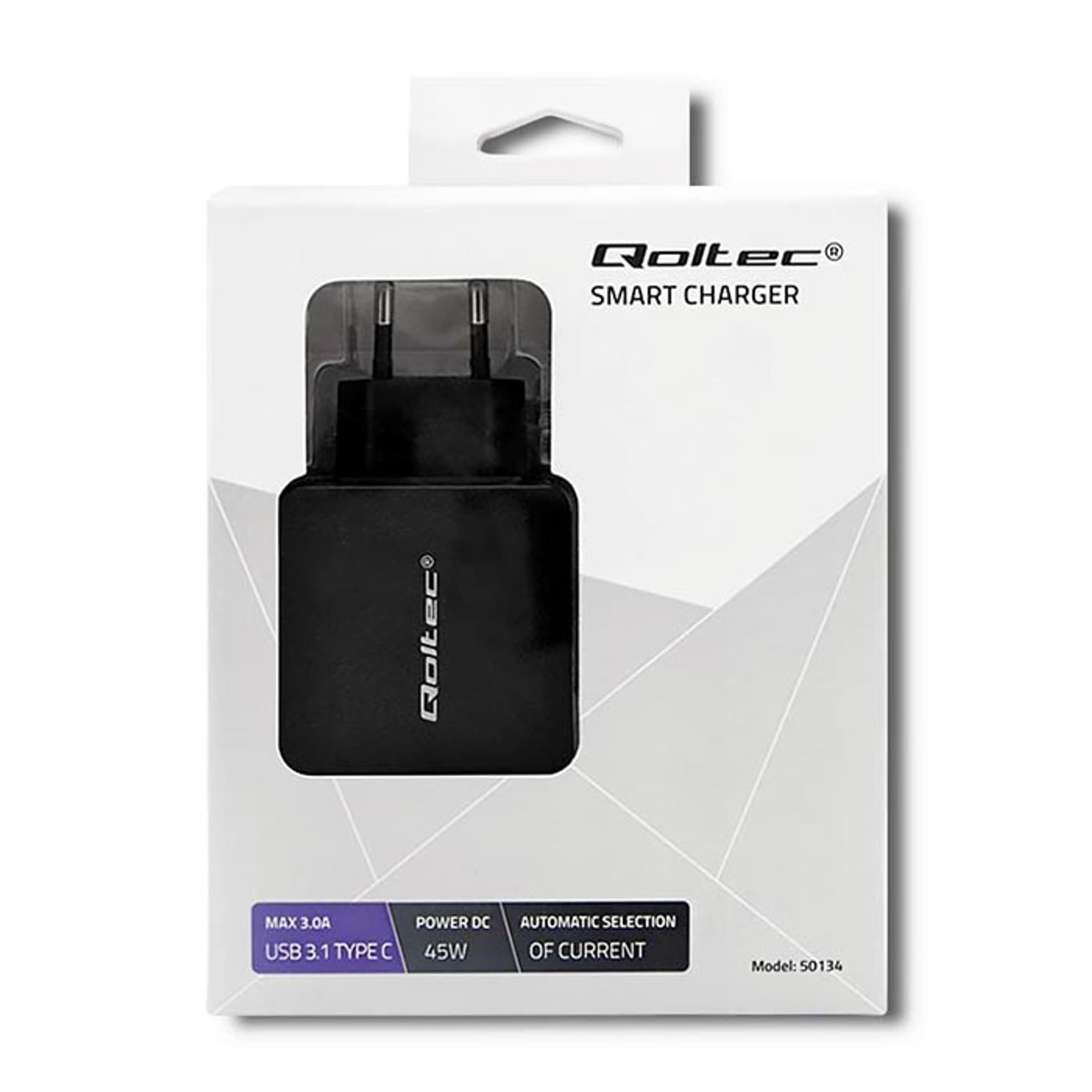 

Qoltec Zasilacz sieciowy 45W | 5-20V | 2-3A | USB typ C | PD (0NC)