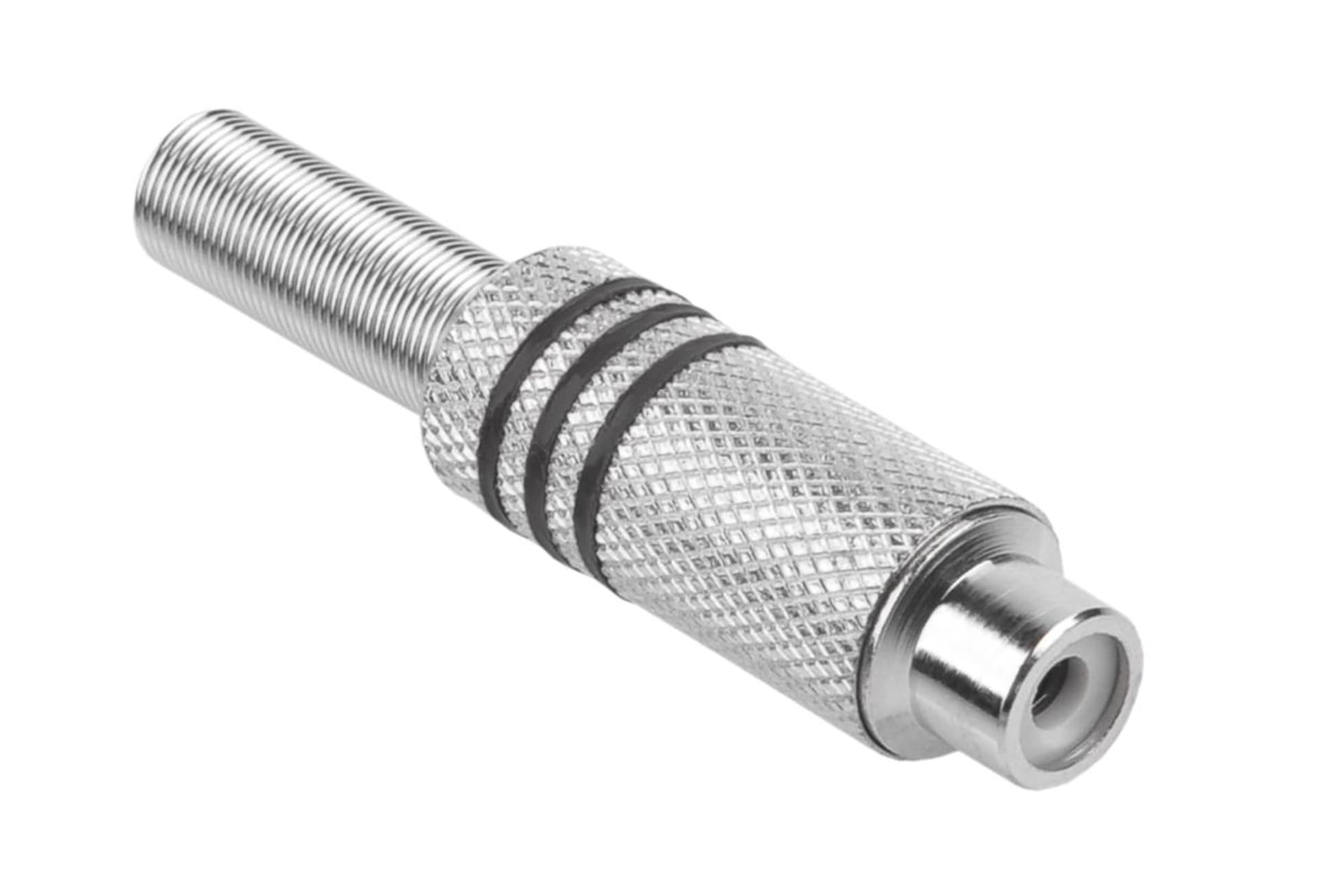 

Gniazdo RCA srebrne 3 paski na kabel czarne