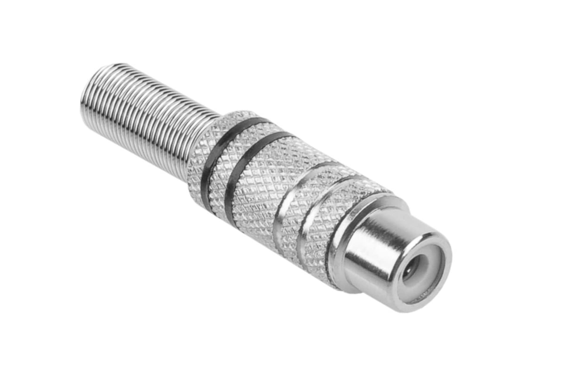 

Gniazdo RCA nikiel 2 paski na kabel czarne