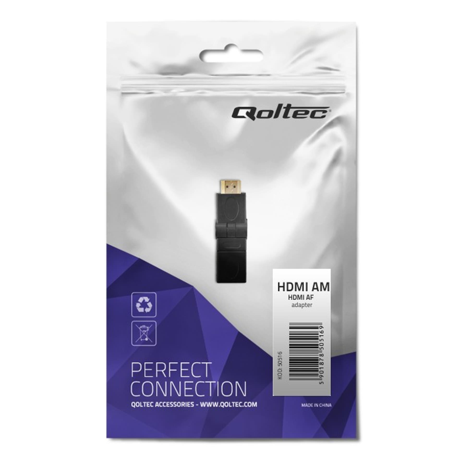 

Qoltec Adapter HDMI A męski | HDMI A żeński | kątowy | obrotowy (0NC)