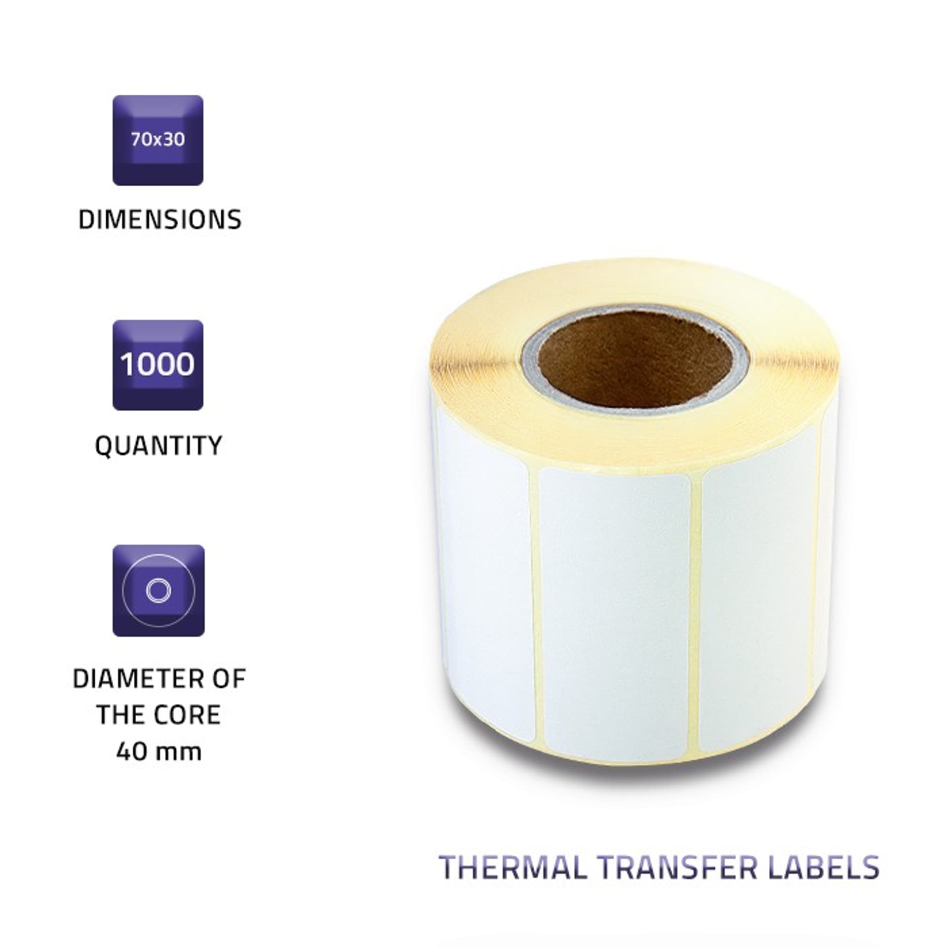 

Qoltec Etykiety termotransferowe 70 x 30 | 1000 etykiet (0NC)