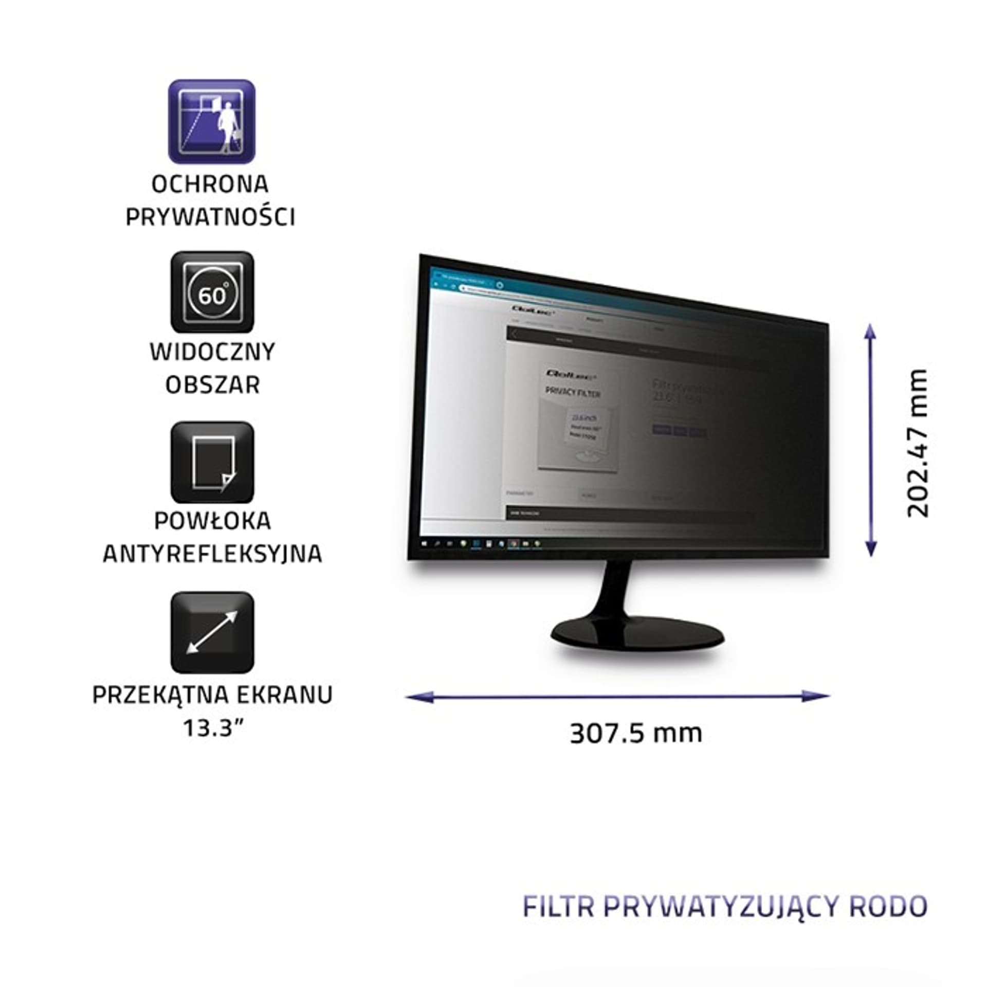 

Qoltec Filtr prywatyzujący RODO do MacBook Pro Retina 13.3" (2012-2015) (0NC)