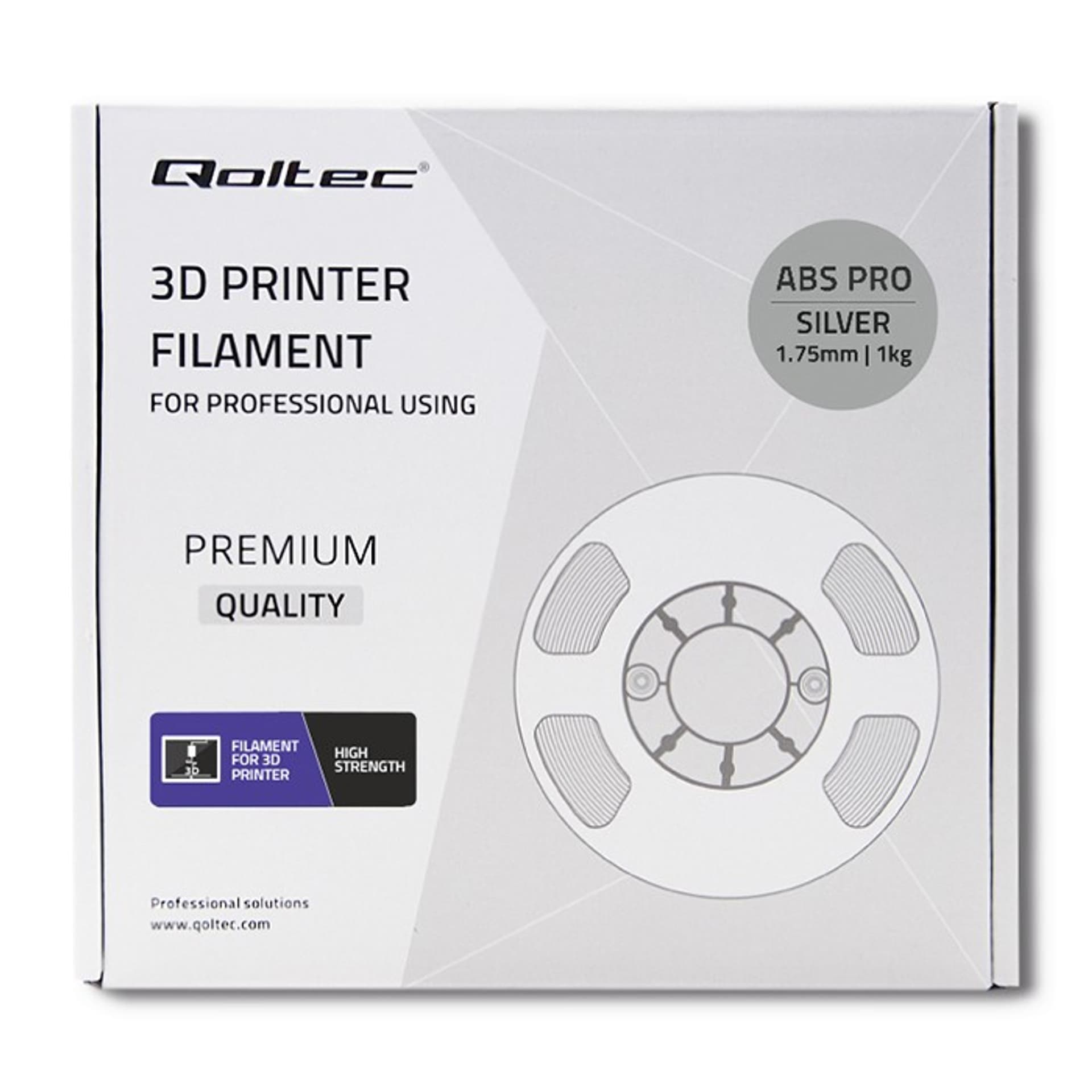 

Qoltec Profesjonalny filament do druku 3D | ABS PRO | 1.75mm | 1kg | Silver (0NC)
