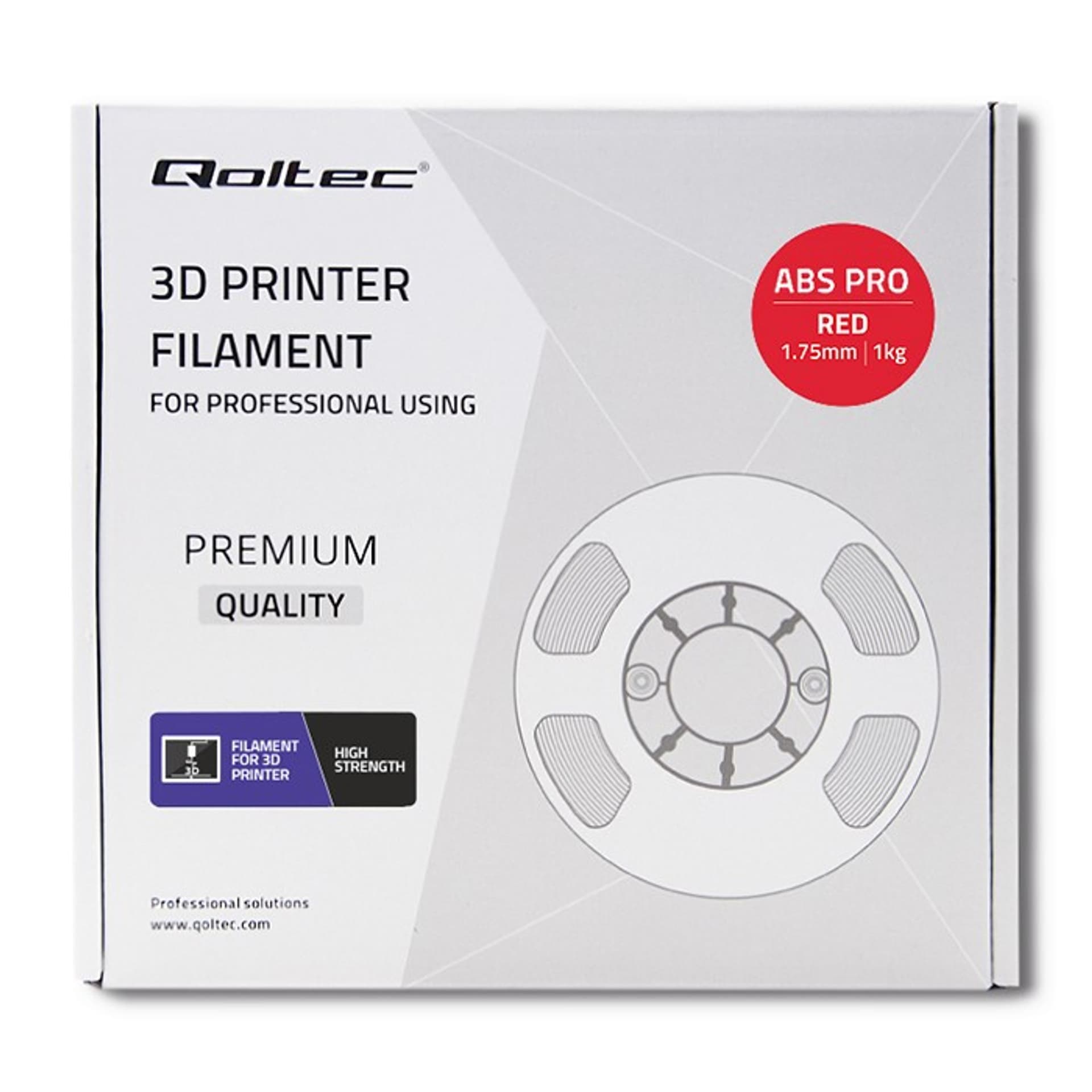 

Qoltec Profesjonalny filament do druku 3D | ABS PRO | 1.75mm | 1kg | Red (0NC)