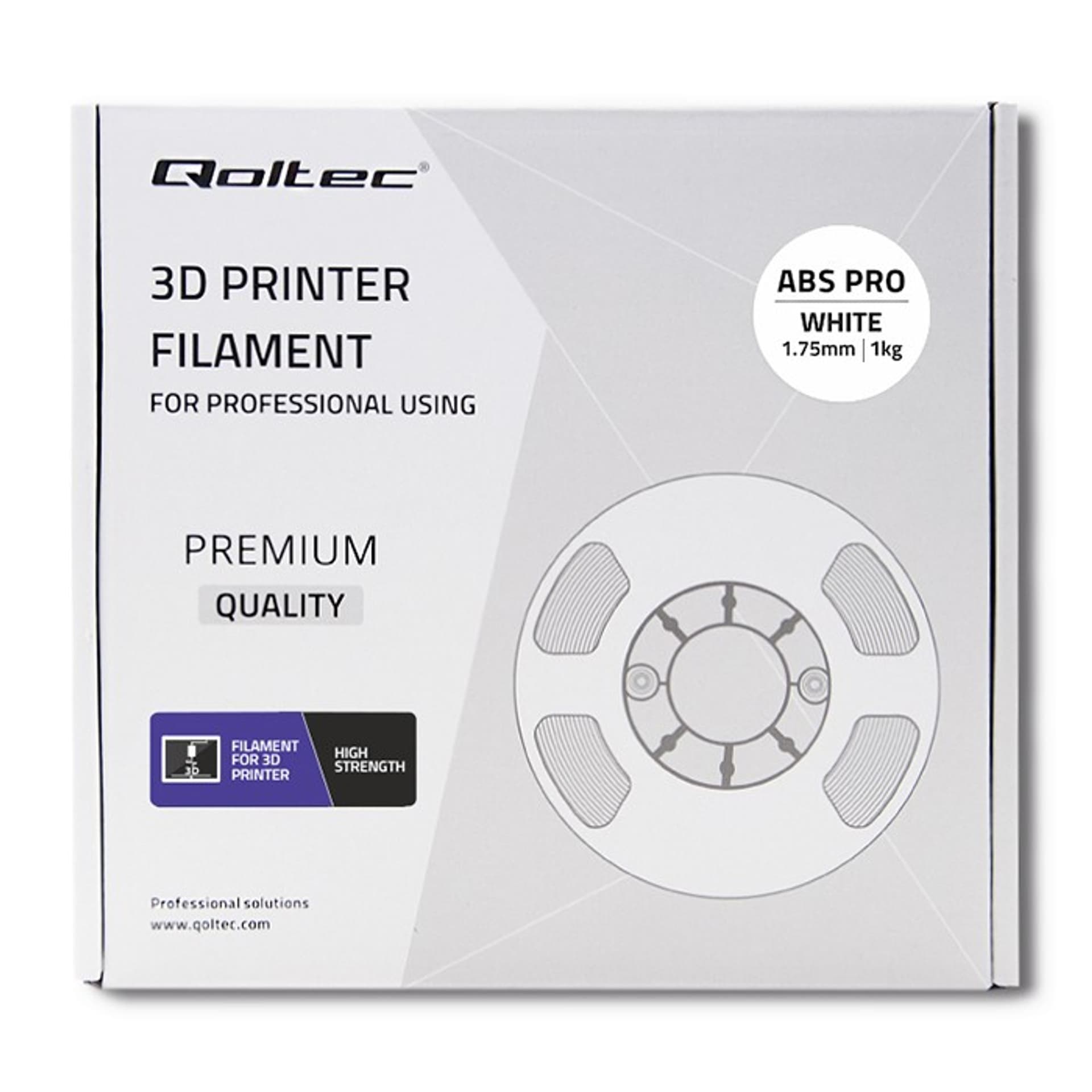 

Qoltec Profesjonalny filament do druku 3D | ABS PRO | 1.75mm | 1 kg | Cold White (0NC)