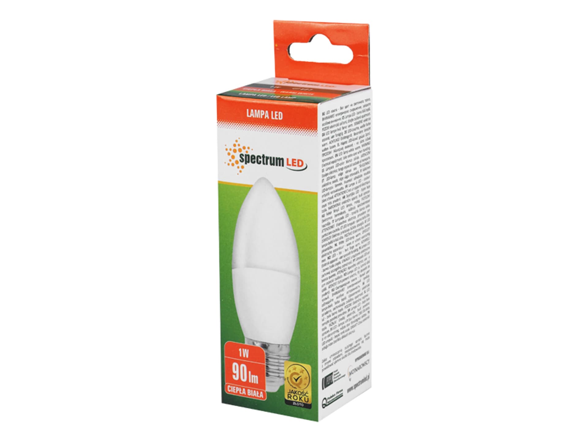 

1 szt. Żarówka LED świecowa E27, 230 V, 1 W, WW, ciepła biel, WOJ14454.