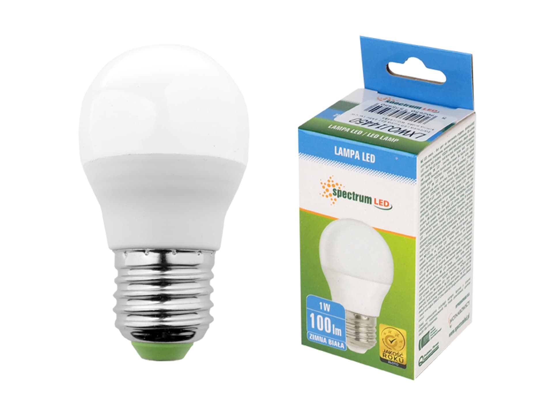 

1 szt. Żarówka LED kulka E27 230 V 1 W, zimna biała.