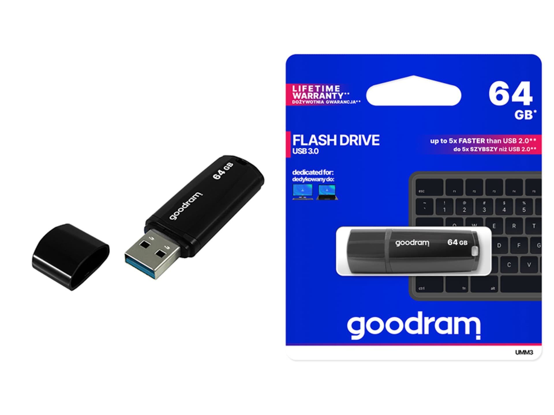 

1 szt. Pendrive GOODRAM 64GB UMM3 BLACK USB 3.0.