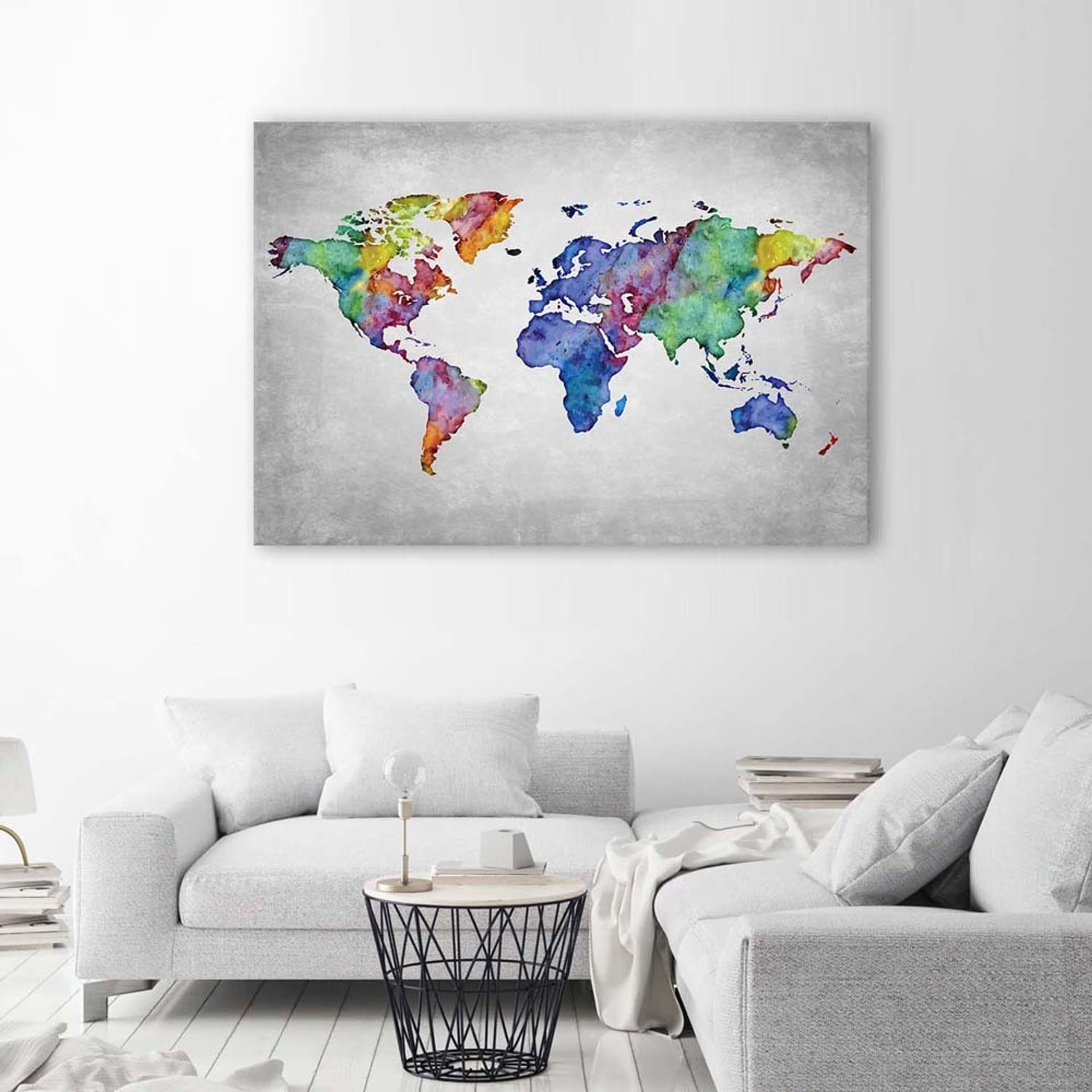 

Obraz na płótnie, Kolorowa mapa świata (Rozmiar 90x60)
