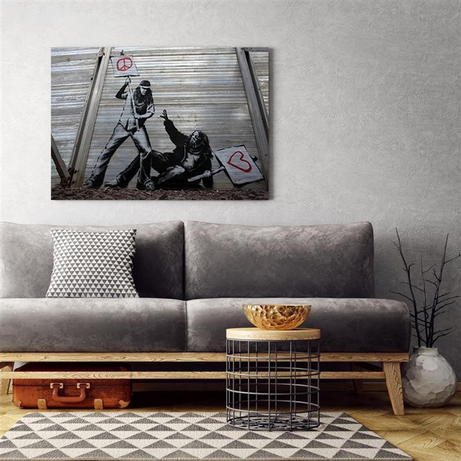 

Obraz Deco Panel, Walka pokoju z miłością mural Banksy (Rozmiar 90x60)