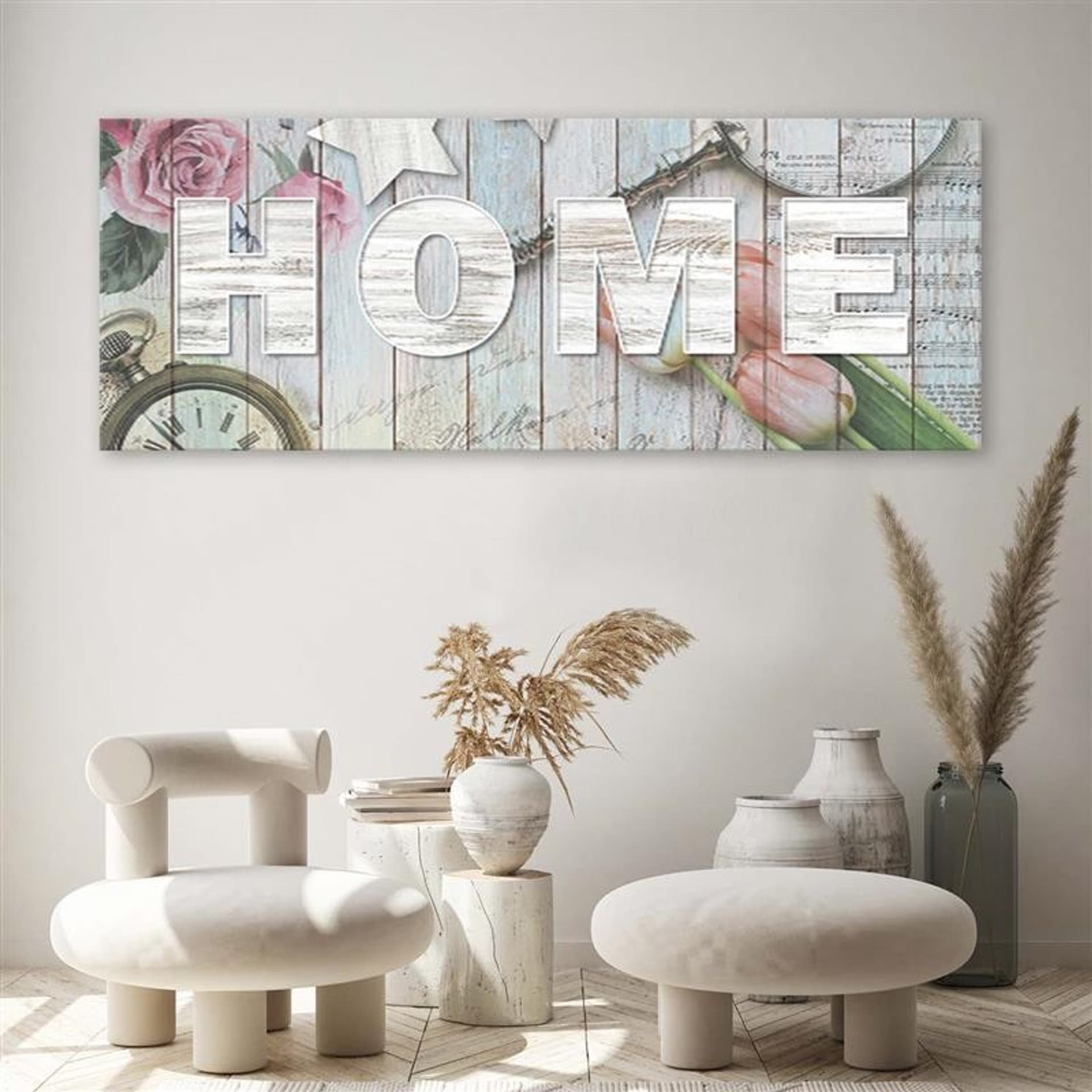 

Obraz na płótnie, Rustykalny styl napis Home (Rozmiar 120x40)