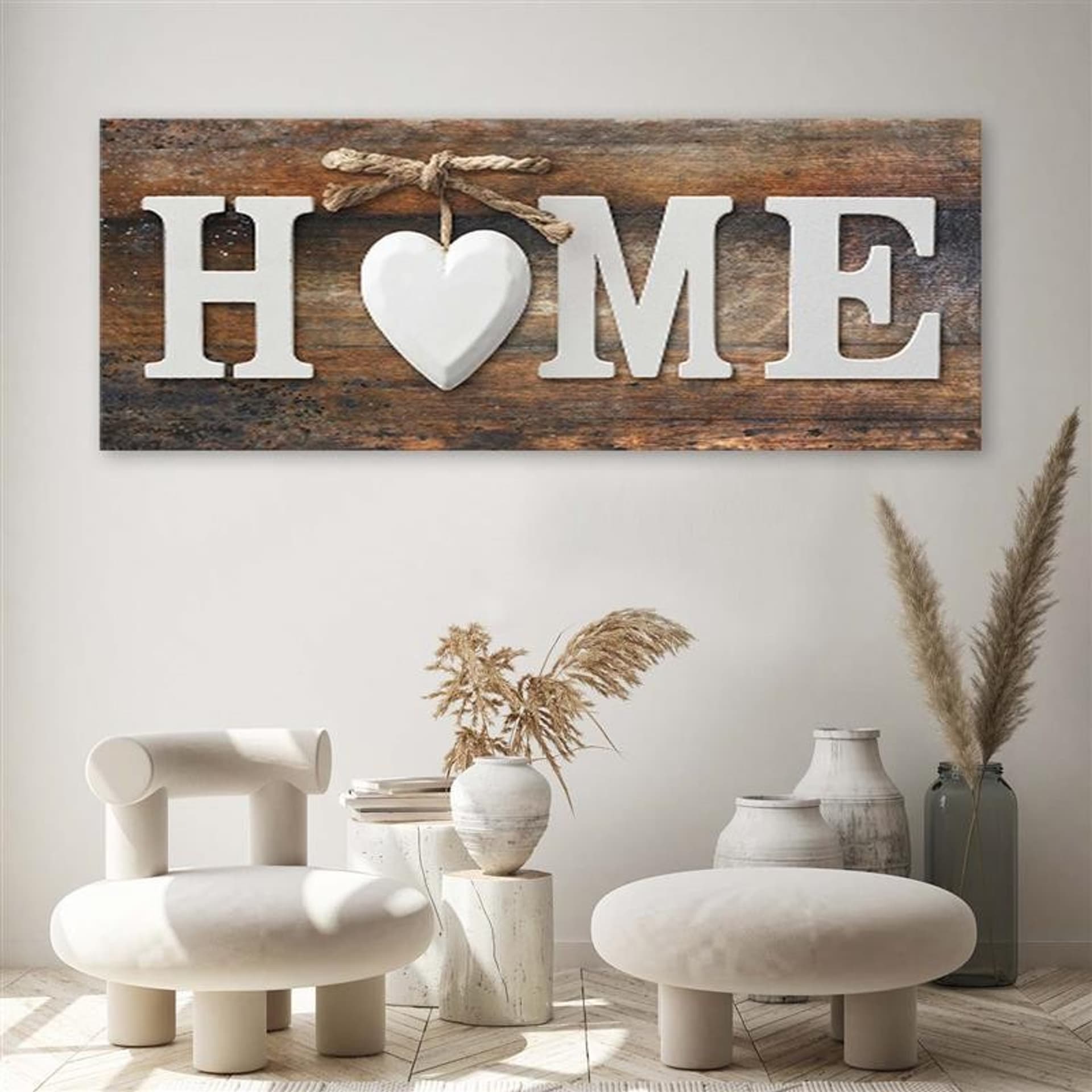 

Obraz Deco Panel, Napis Home z sercem na starej desce (Rozmiar 150x50)