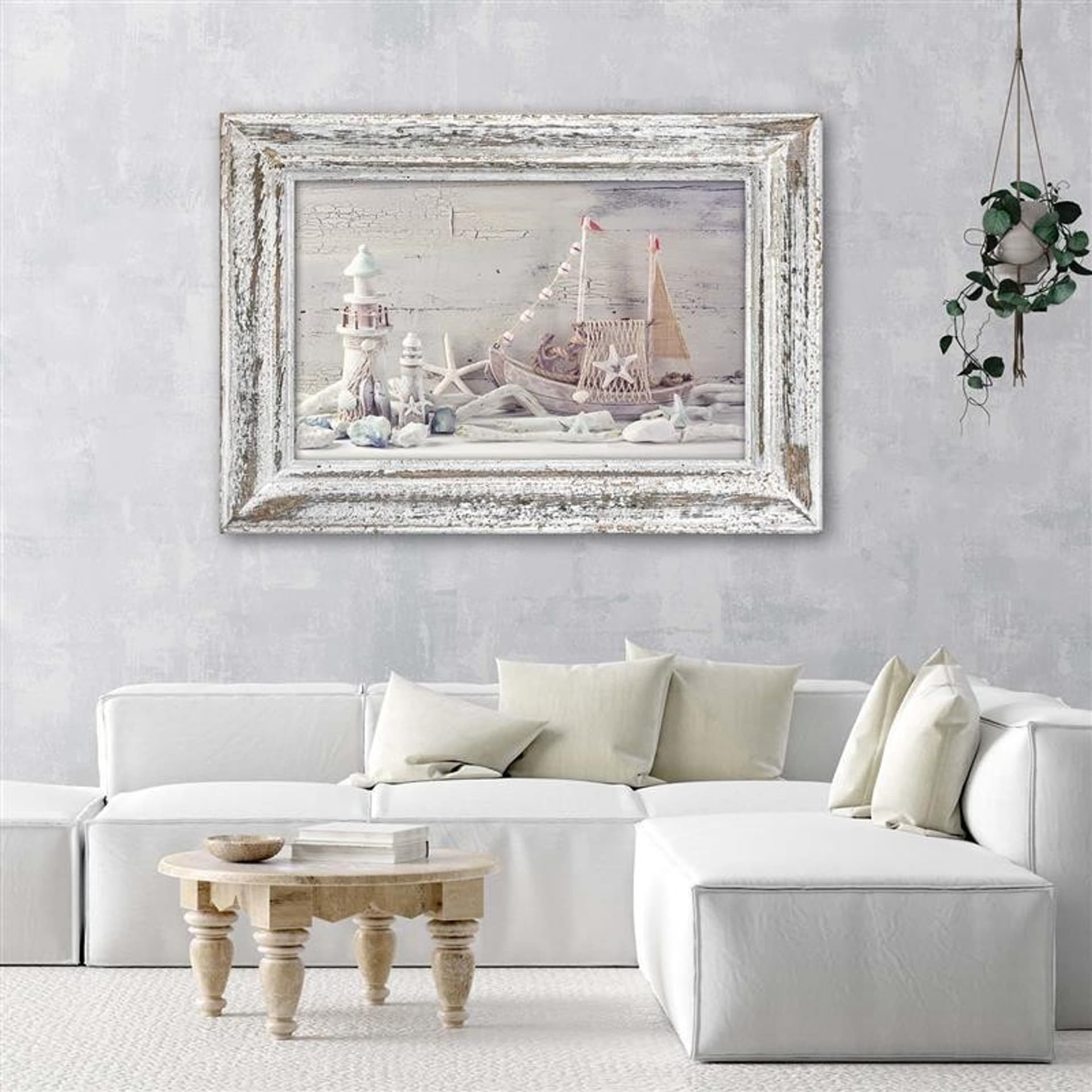

Obraz Deco Panel, Pamiątki znad morza w drewnianej ramie shabby chic (Rozmiar 120x80)