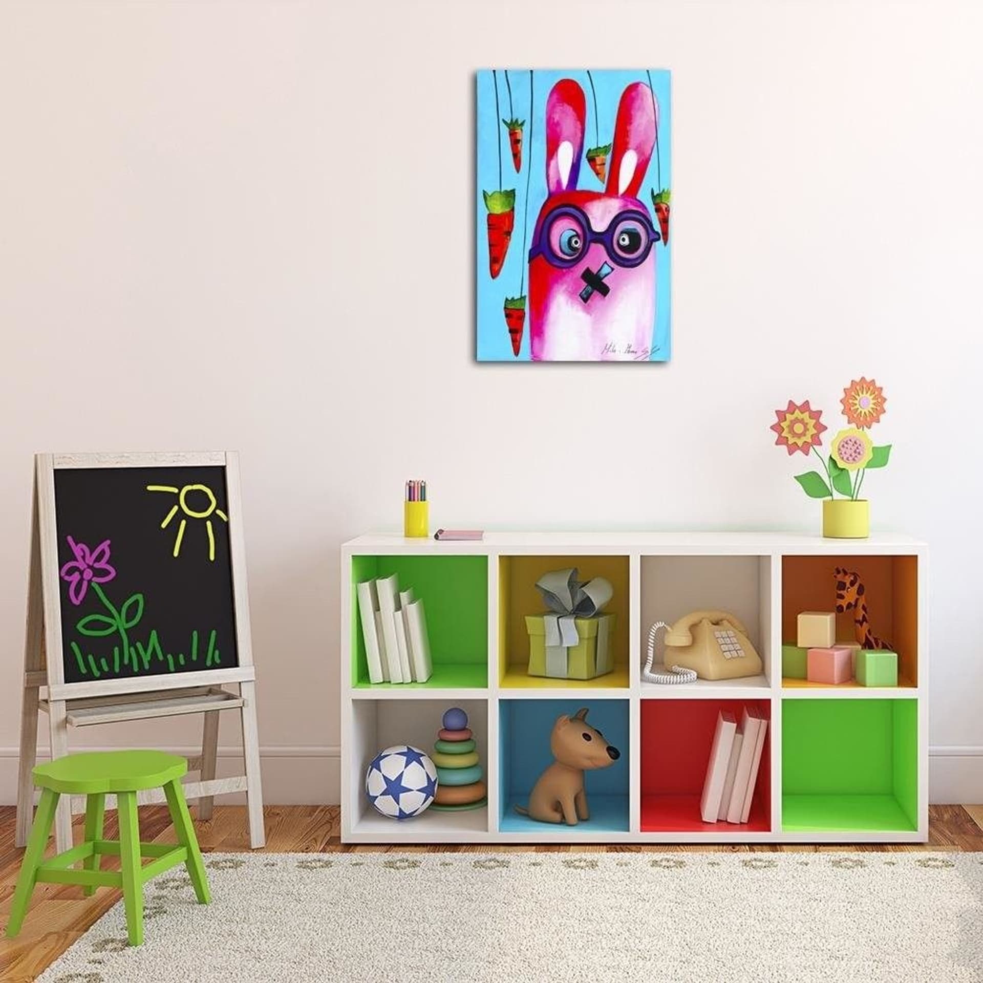 

Obraz na płótnie, Różowy króliczek w okularach (Rozmiar 40x60)