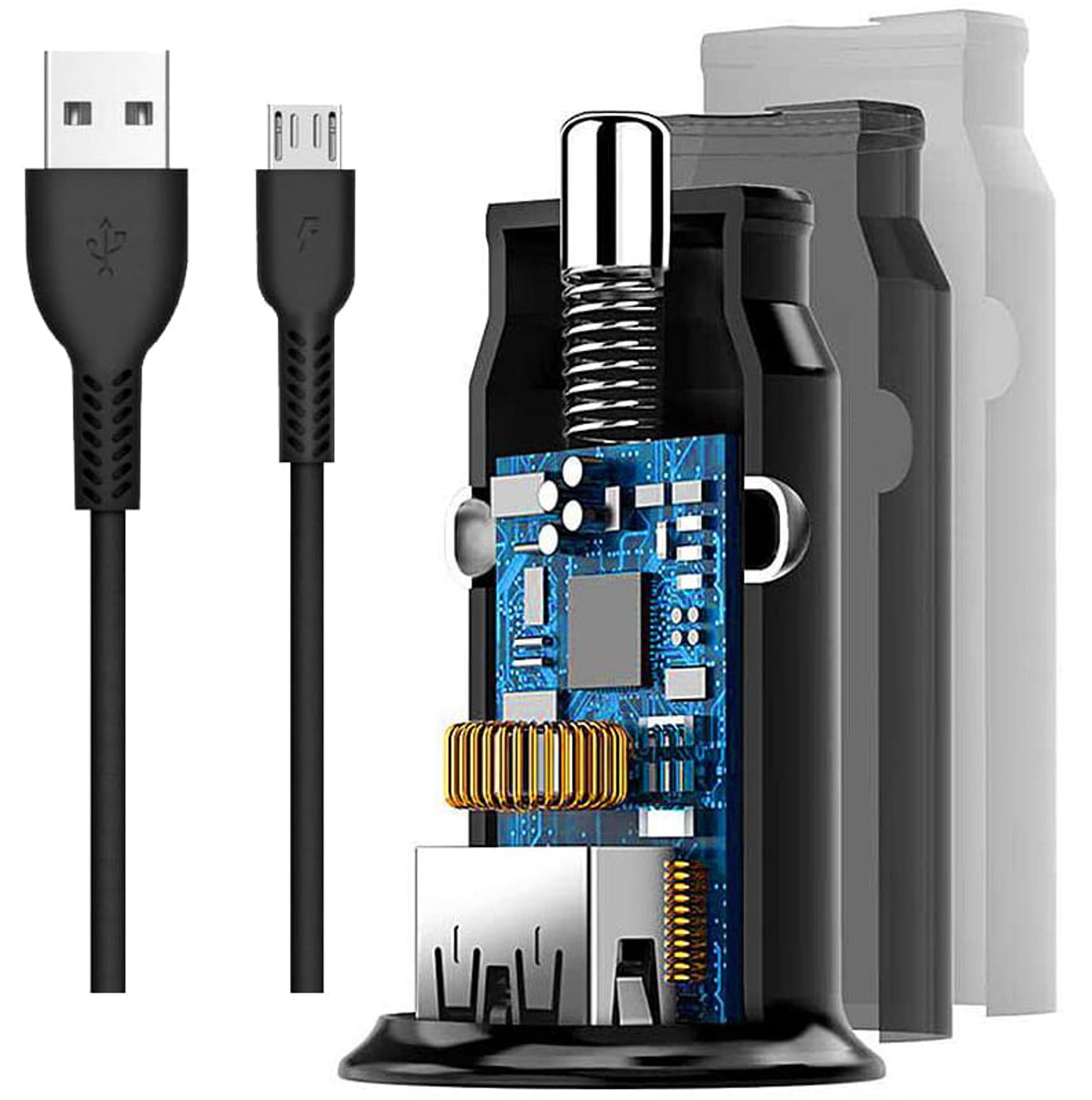 

Ładowarka samochodowa USB 18W 3A QC3.0 (microUSB, czarny)