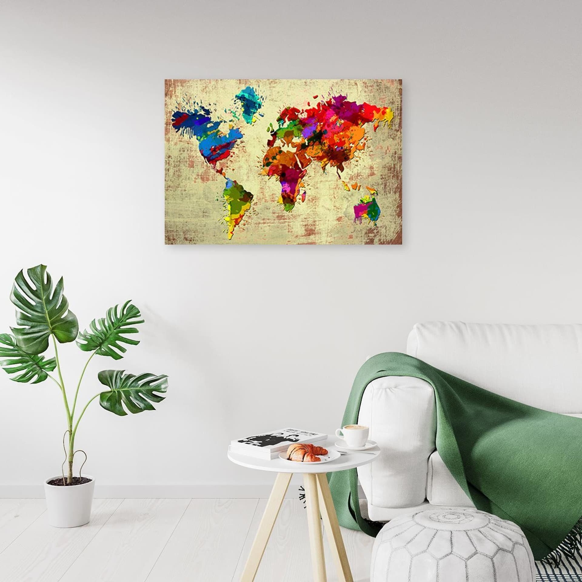 

Obraz na płótnie, Mapa świata w kolorze (Rozmiar 120x80)