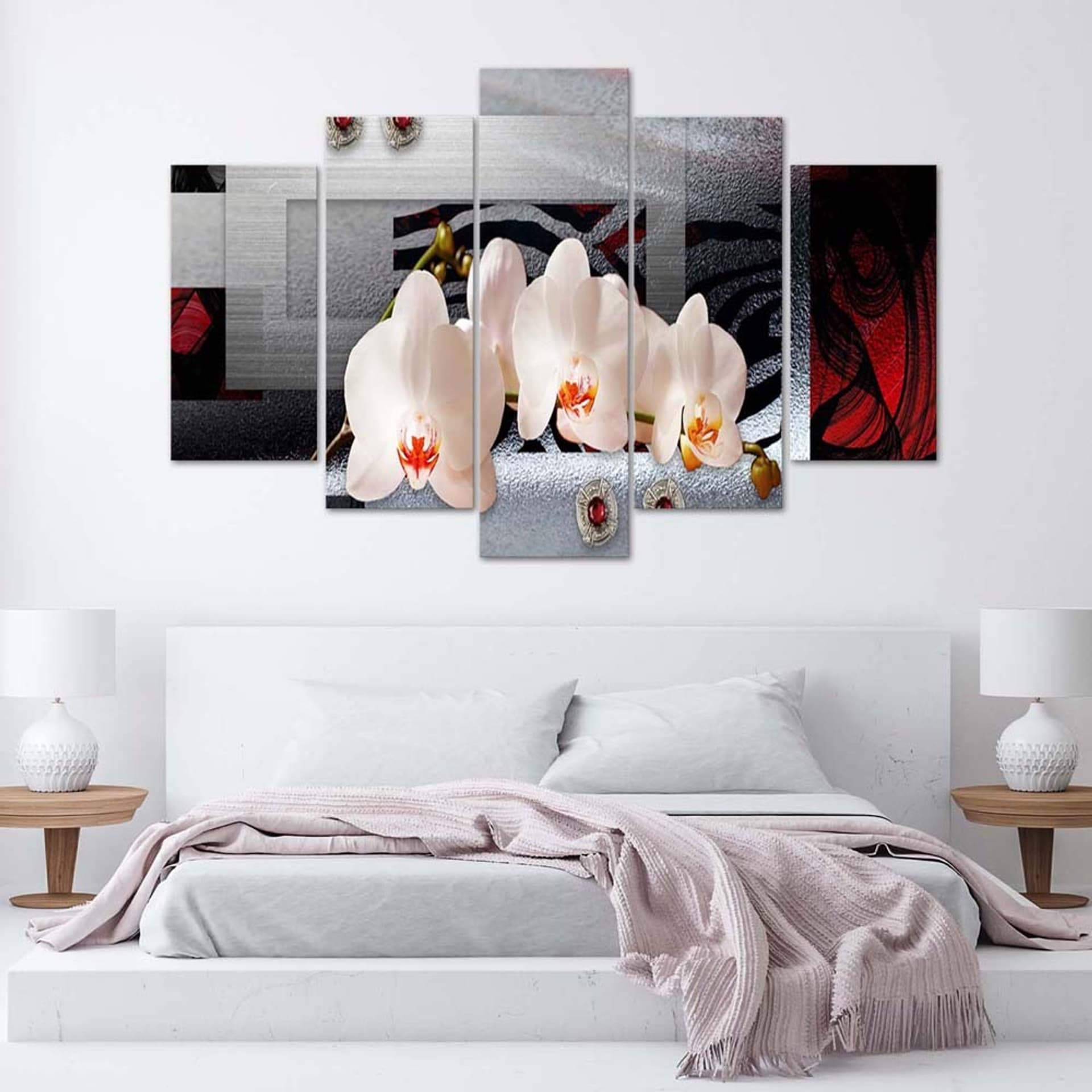 

Obraz pięcioczęściowy Deco Panel, Białe storczyki (Rozmiar 200x100)