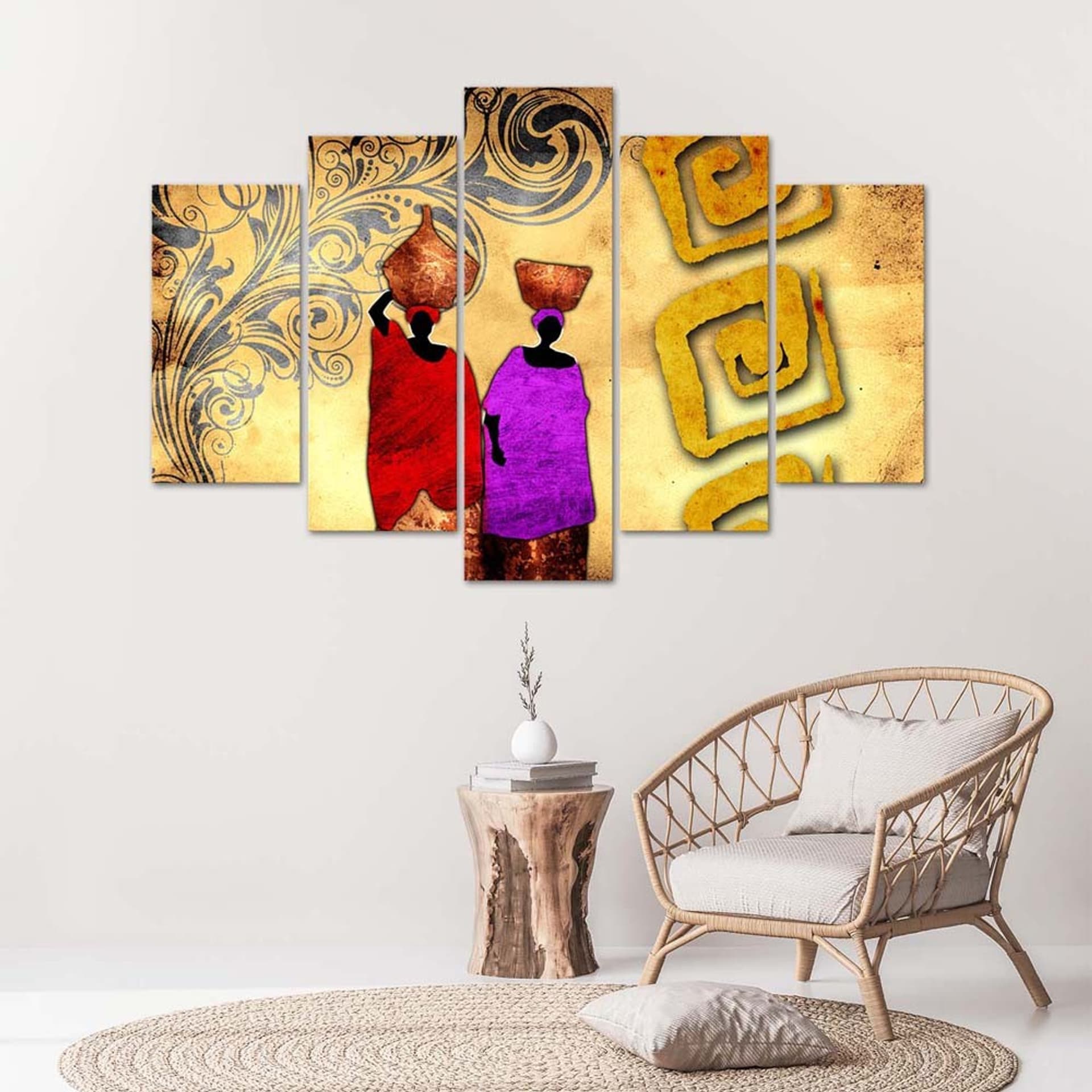 

Obraz pięcioczęściowy Deco Panel, Afrykańskie kobiety z dzbanami (Rozmiar 200x100)